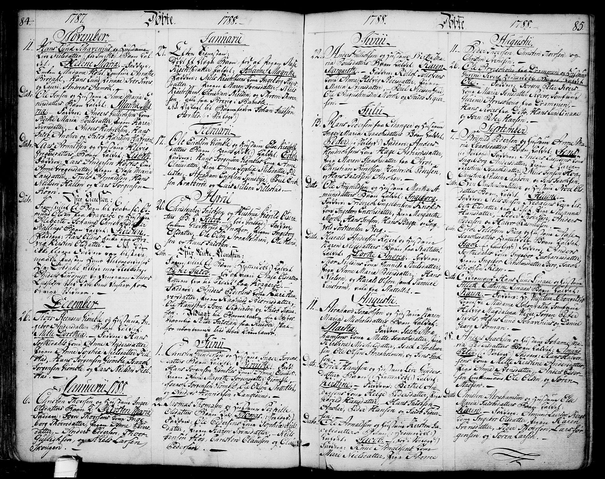 Bamble kirkebøker, SAKO/A-253/F/Fa/L0002: Parish register (official) no. I 2, 1775-1814, p. 84-85
