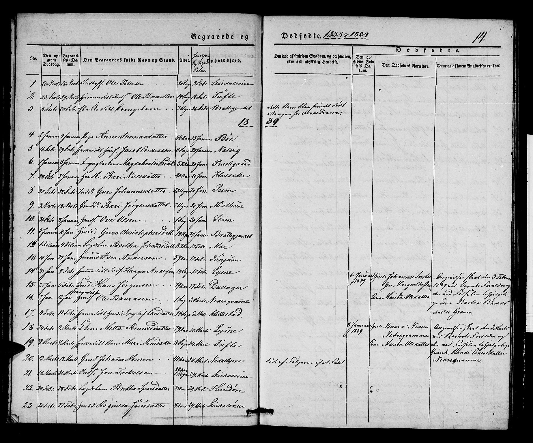 Lærdal sokneprestembete, SAB/A-81201: Parish register (official) no. A 9, 1835-1857, p. 14