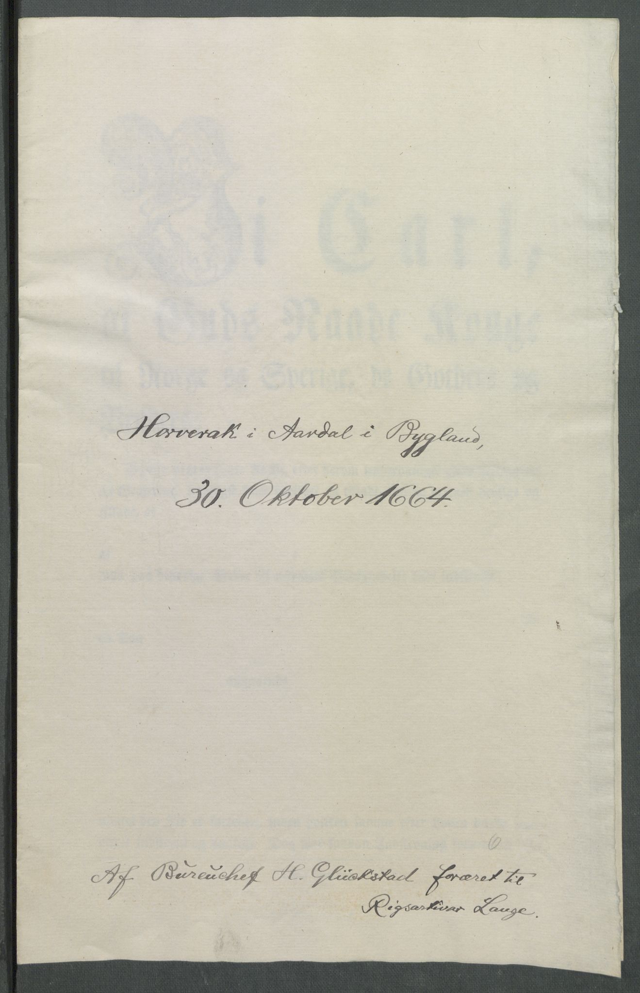 Riksarkivets diplomsamling, AV/RA-EA-5965/F02/L0170: Dokumenter, 1664-1666, p. 76