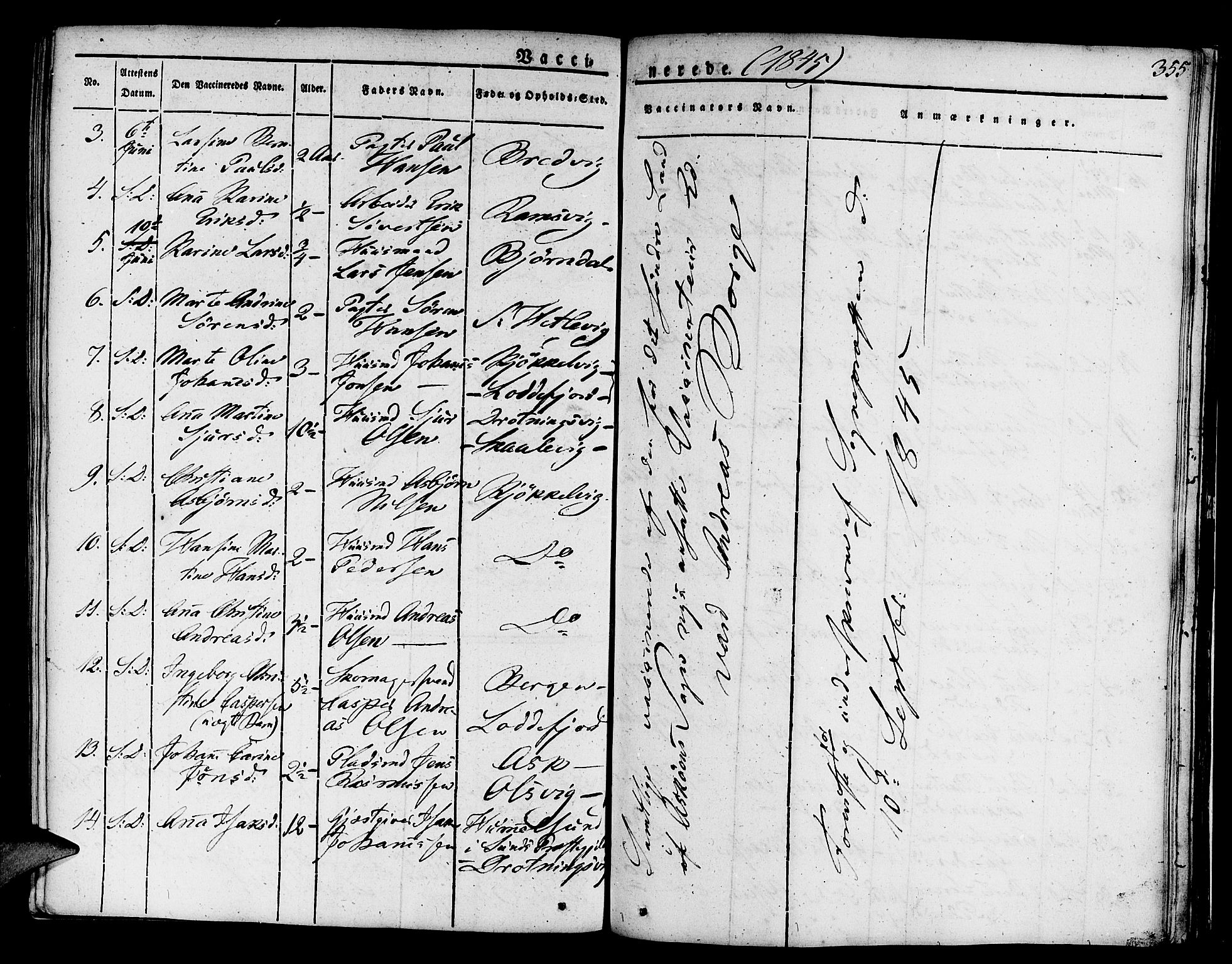 Askøy Sokneprestembete, AV/SAB-A-74101/H/Ha/Haa/Haaa/L0004: Parish register (official) no. A 4, 1825-1845, p. 355