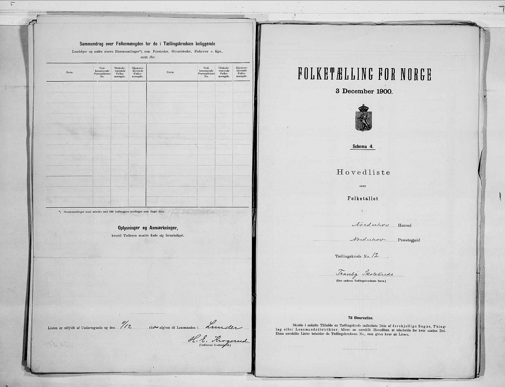 RA, 1900 census for Norderhov, 1900, p. 36