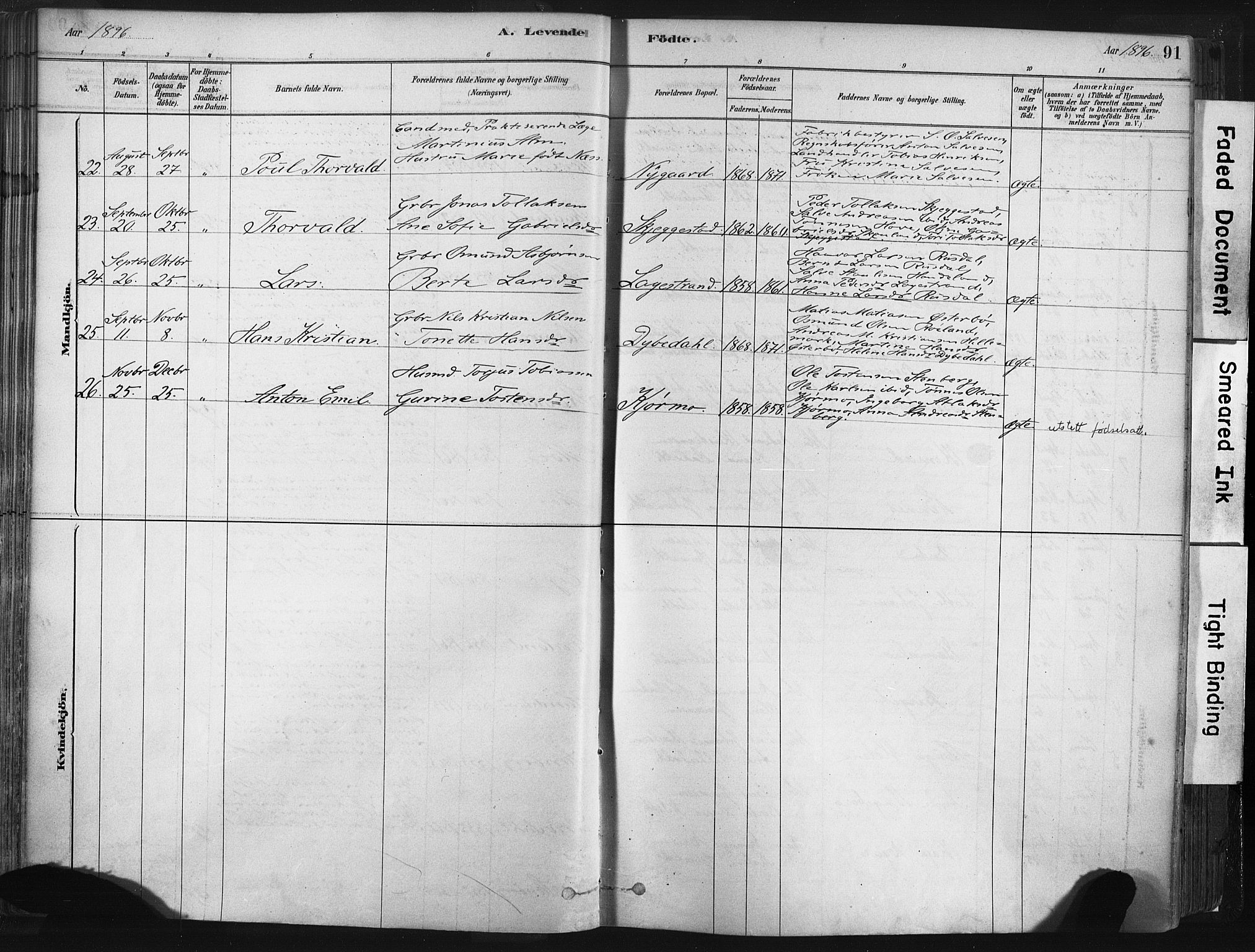 Lund sokneprestkontor, SAST/A-101809/S06/L0011: Parish register (official) no. A 10, 1877-1904, p. 91