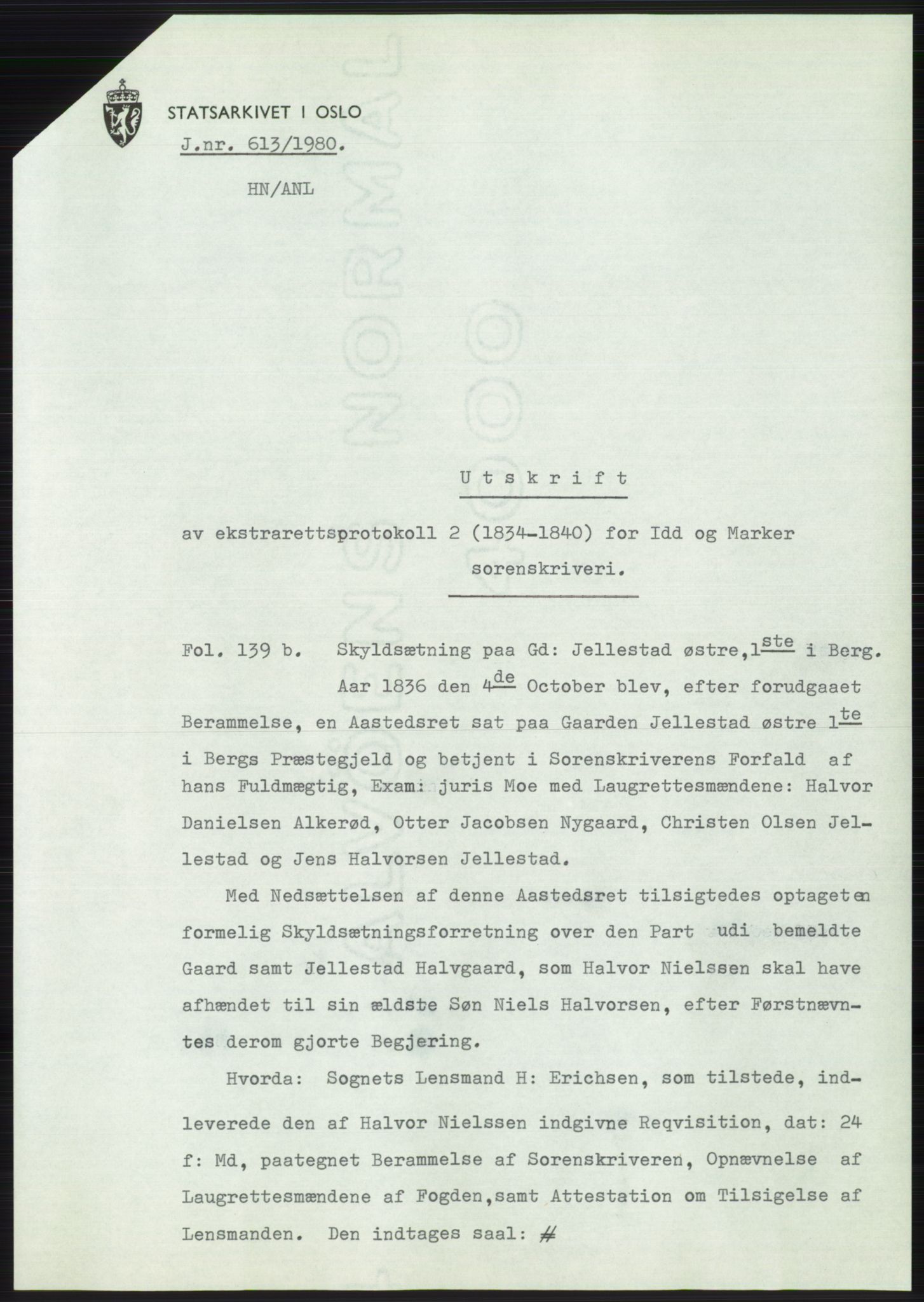 Statsarkivet i Oslo, AV/SAO-A-10621/Z/Zd/L0039: Avskrifter, j.nr 60-3552/1980, 1980, p. 69