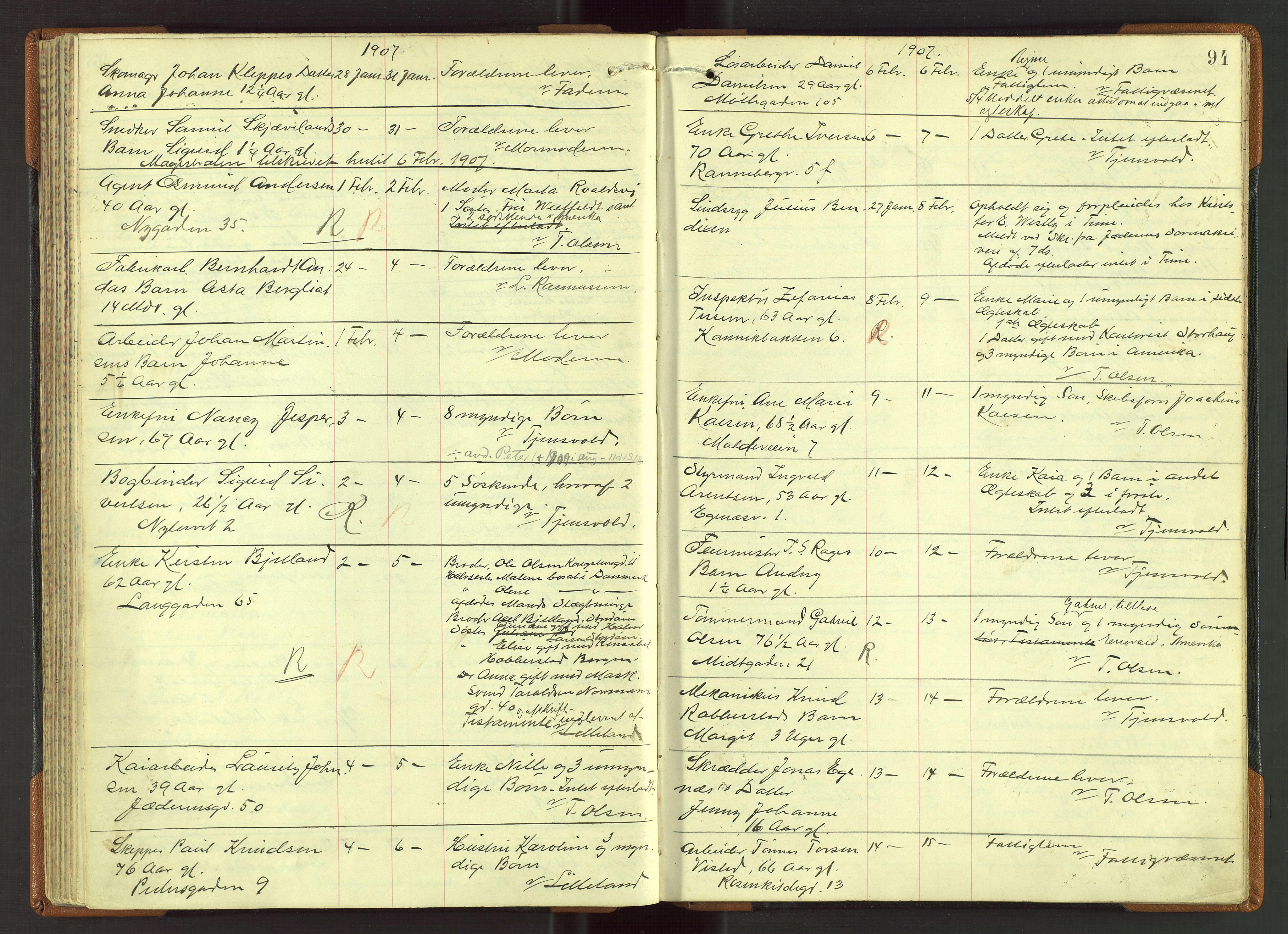 Stavanger skifteforvalter, AV/SAST-A-101412/001/5/52/52B/L0003: Dødsfallsprotokoll, 1902-1910, p. 94