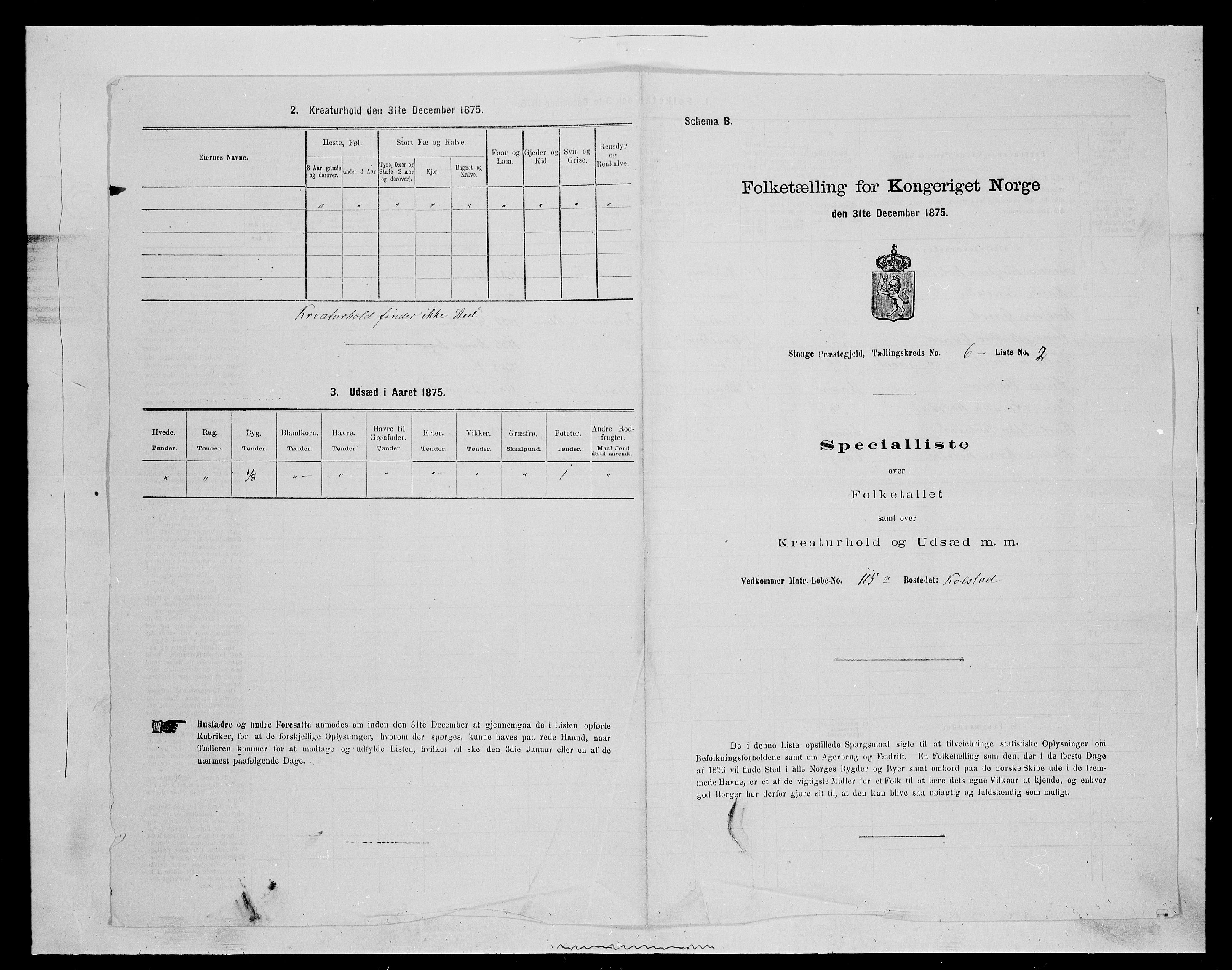 SAH, 1875 census for 0417P Stange, 1875, p. 936