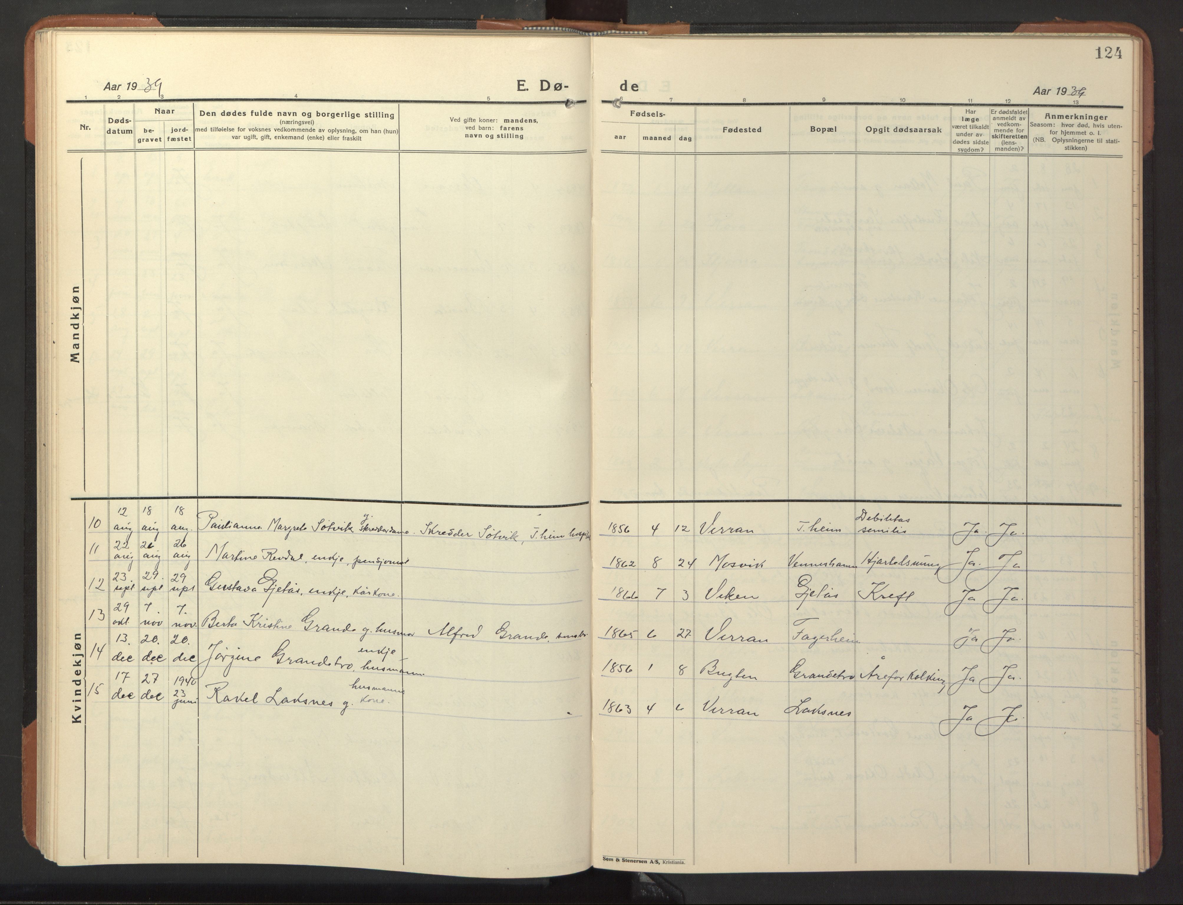 Ministerialprotokoller, klokkerbøker og fødselsregistre - Nord-Trøndelag, SAT/A-1458/744/L0425: Parish register (copy) no. 744C04, 1924-1947, p. 124