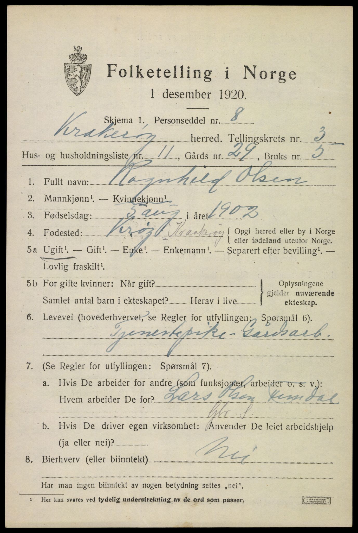 SAO, 1920 census for Kråkerøy, 1920, p. 4488