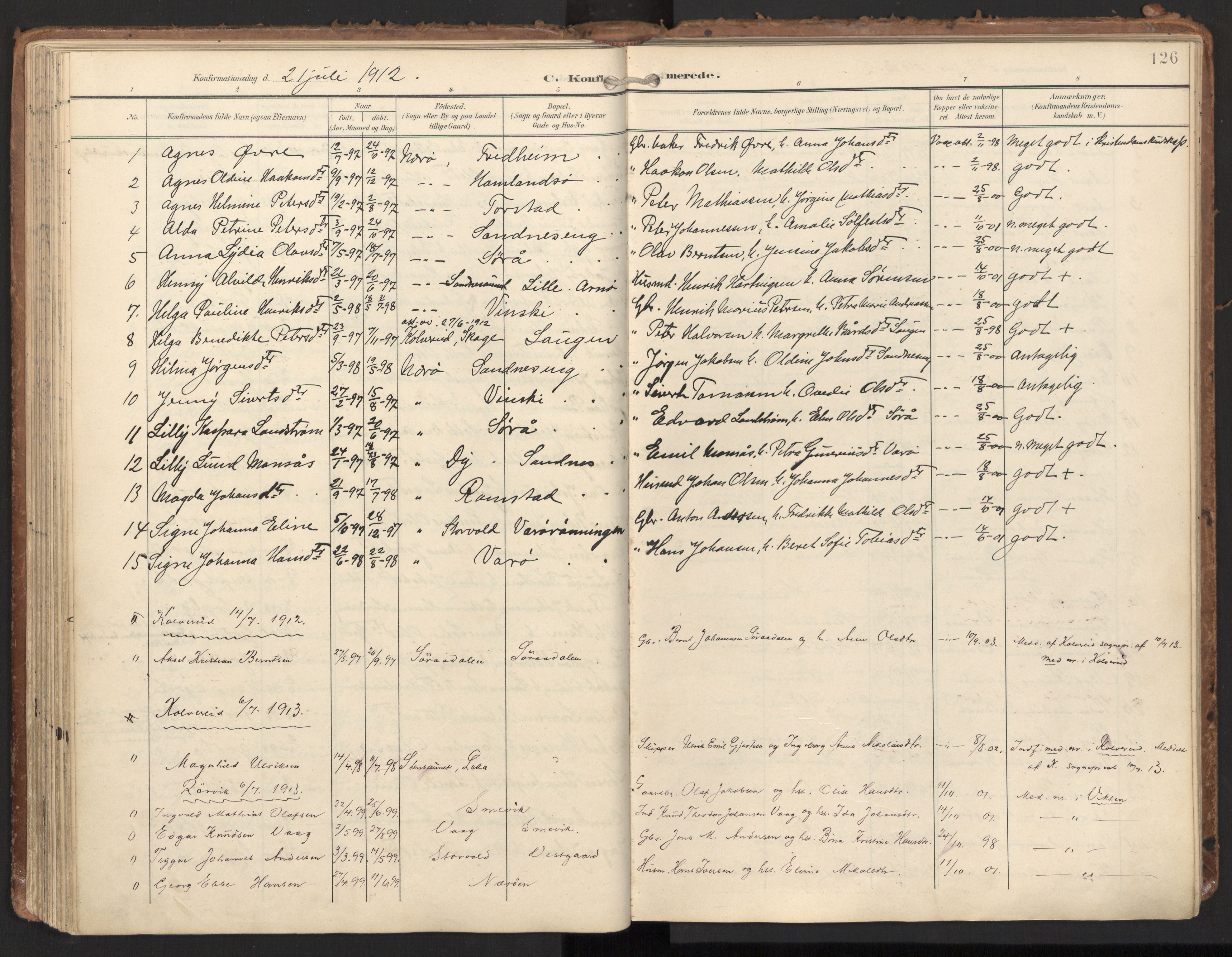 Ministerialprotokoller, klokkerbøker og fødselsregistre - Nord-Trøndelag, SAT/A-1458/784/L0677: Parish register (official) no. 784A12, 1900-1920, p. 126