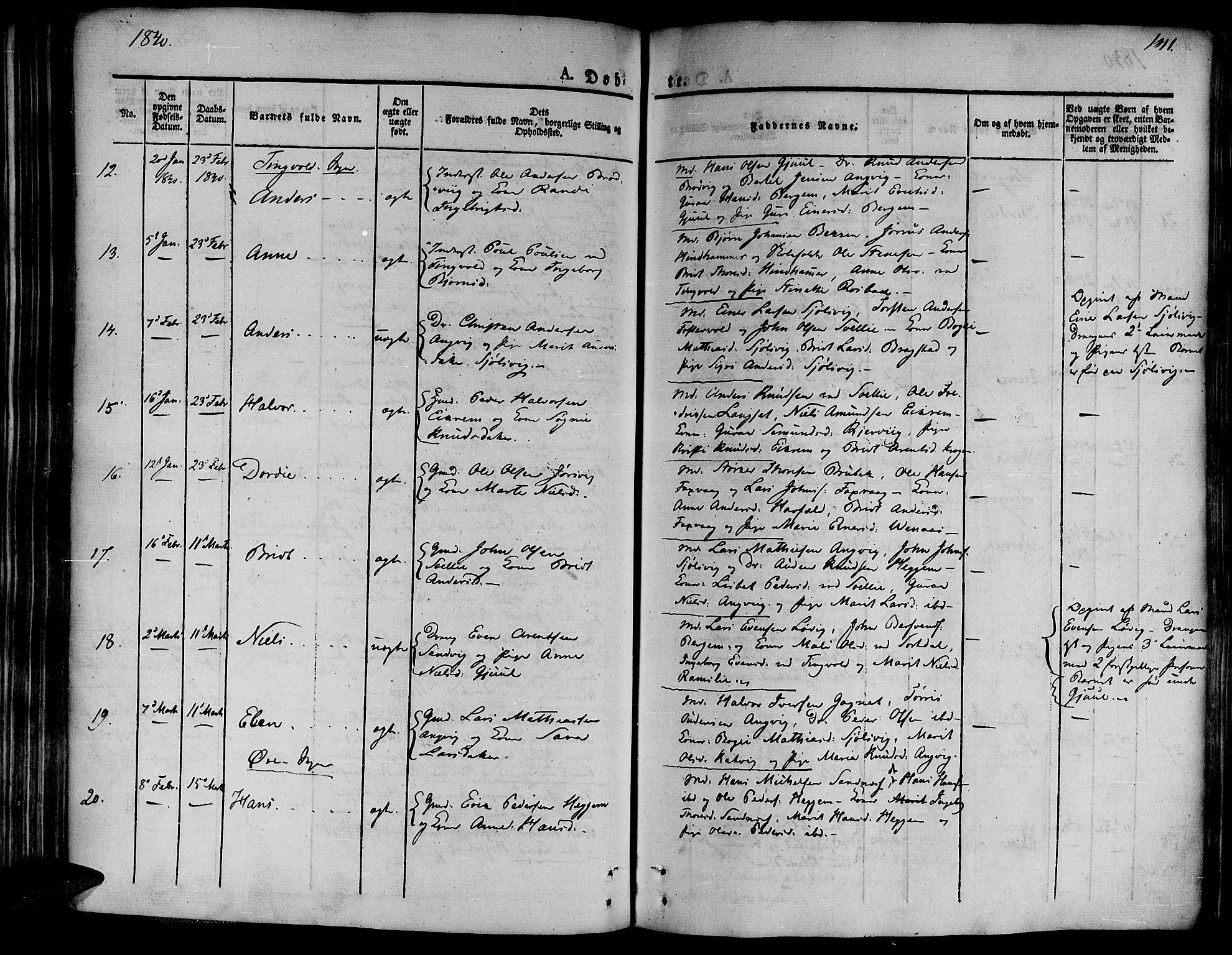 Ministerialprotokoller, klokkerbøker og fødselsregistre - Møre og Romsdal, AV/SAT-A-1454/586/L0983: Parish register (official) no. 586A09, 1829-1843, p. 141