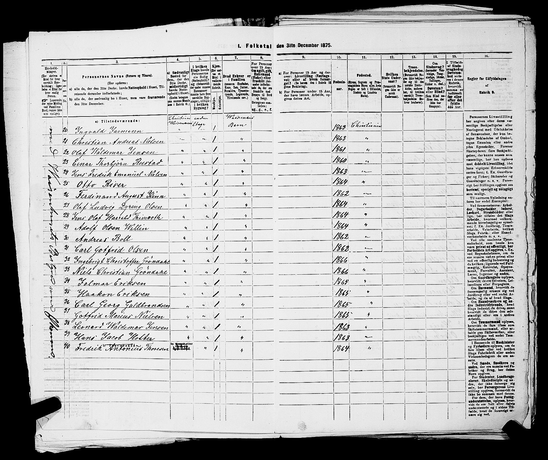 RA, 1875 census for 0301 Kristiania, 1875, p. 4415