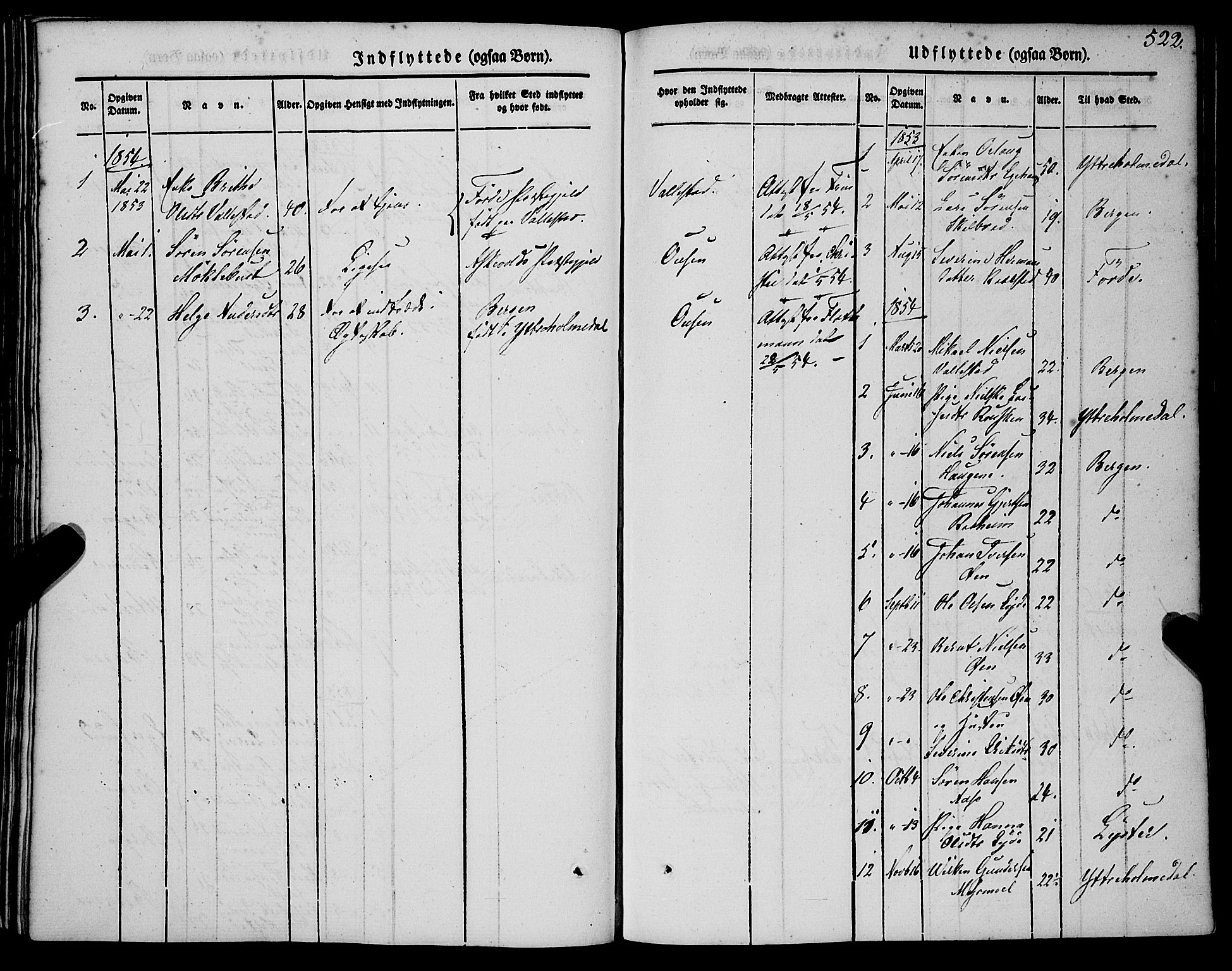 Gaular sokneprestembete, SAB/A-80001/H/Haa: Parish register (official) no. A 4II, 1841-1859, p. 522