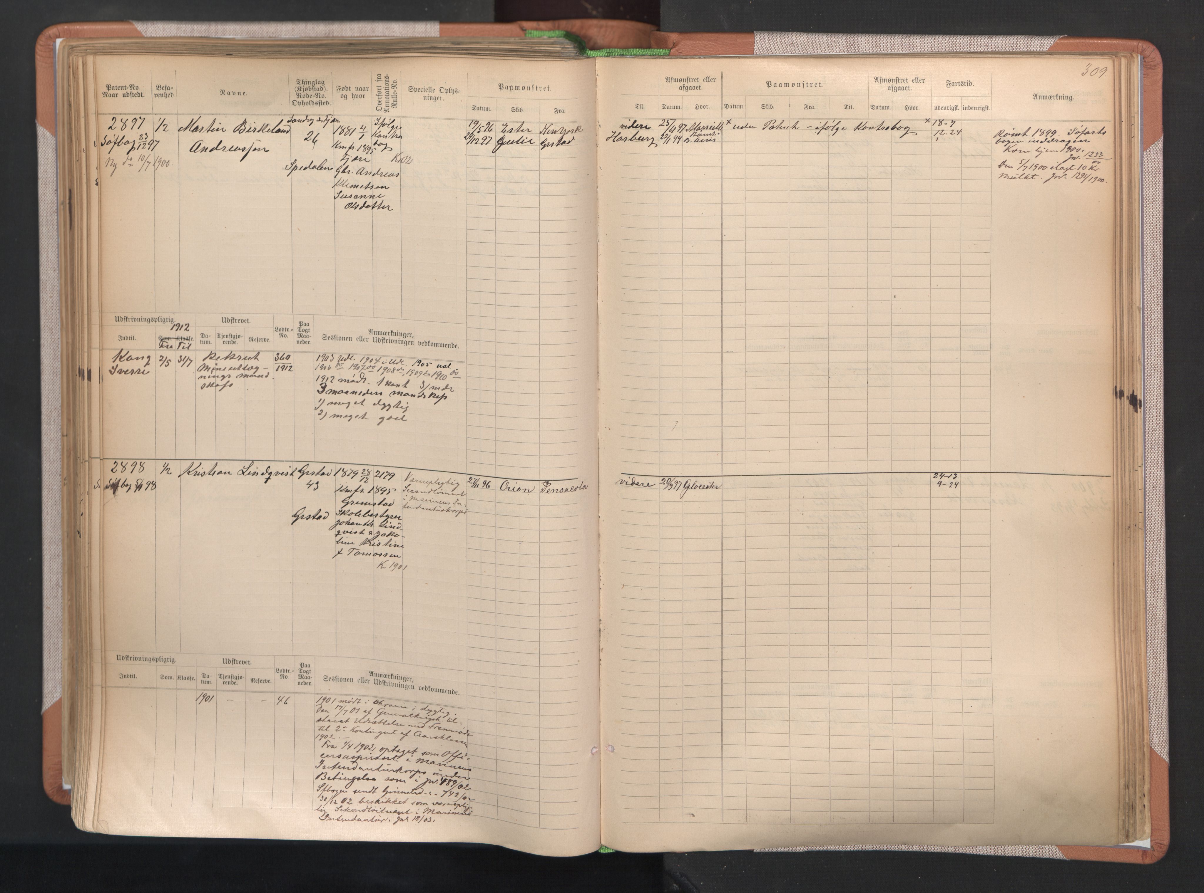 Grimstad mønstringskrets, AV/SAK-2031-0013/F/Fb/L0004: Hovedrulle A nr 2277-3042, F-7, 1889-1940, p. 317