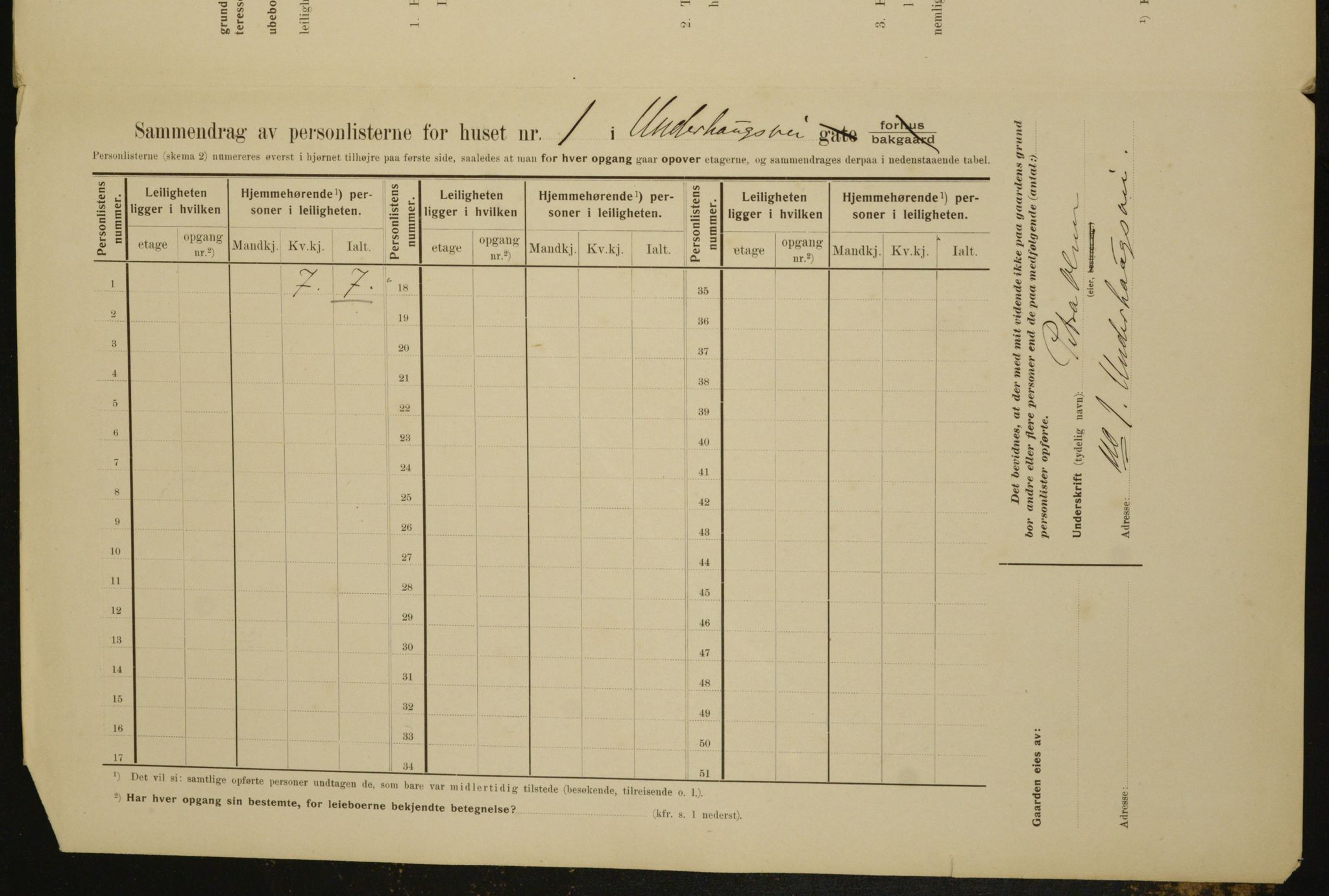 OBA, Municipal Census 1910 for Kristiania, 1910, p. 113496