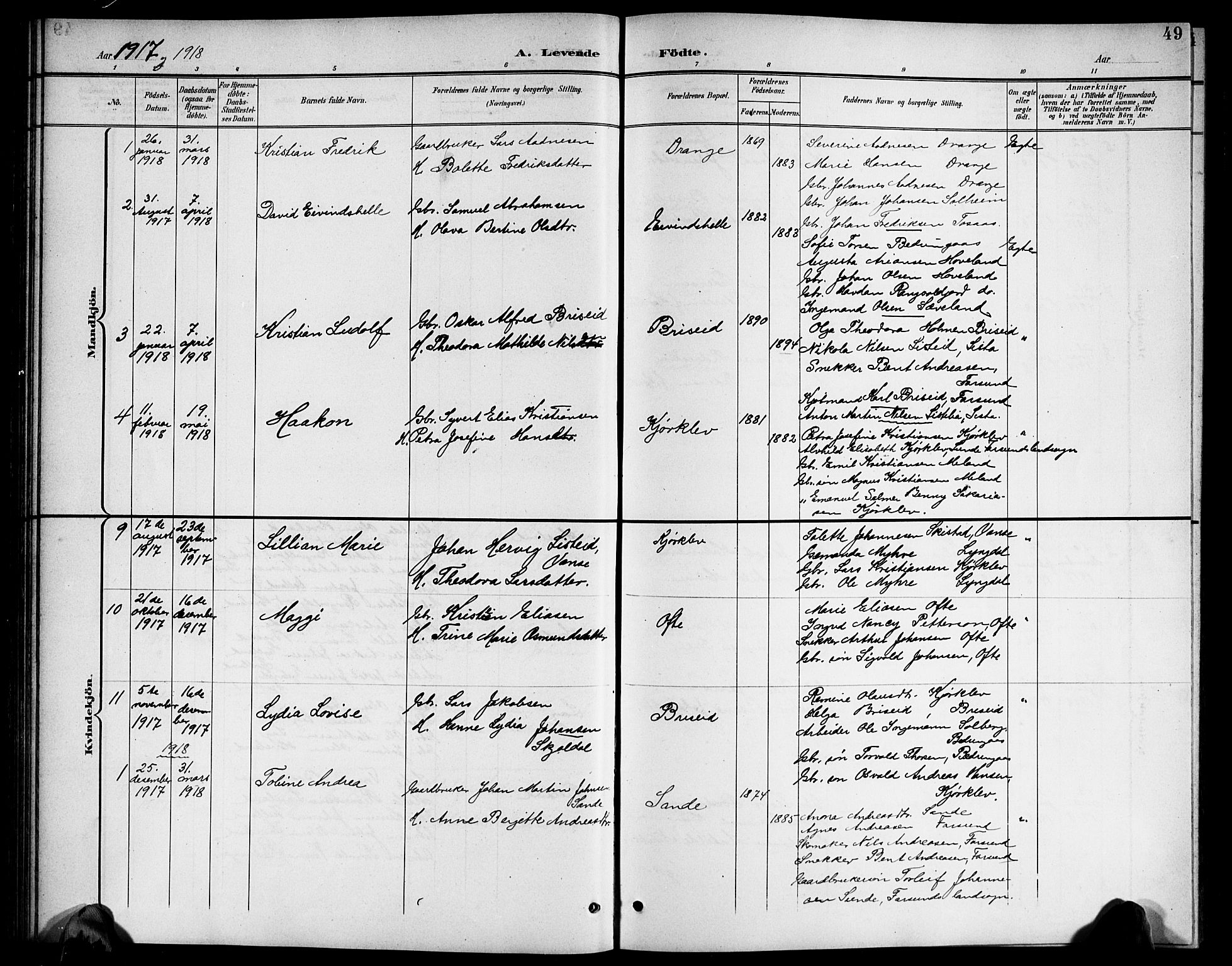 Herad sokneprestkontor, AV/SAK-1111-0018/F/Fb/Fba/L0005: Parish register (copy) no. B 5, 1899-1921, p. 49