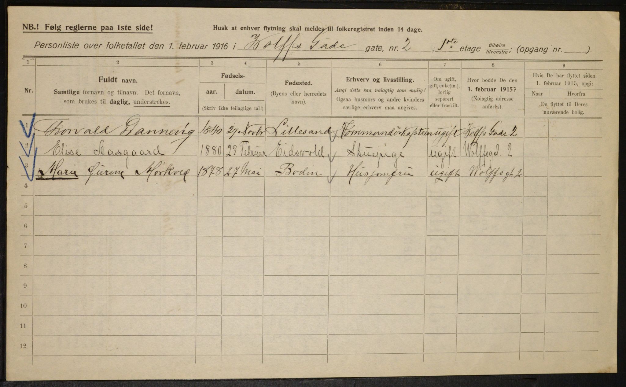 OBA, Municipal Census 1916 for Kristiania, 1916, p. 132178