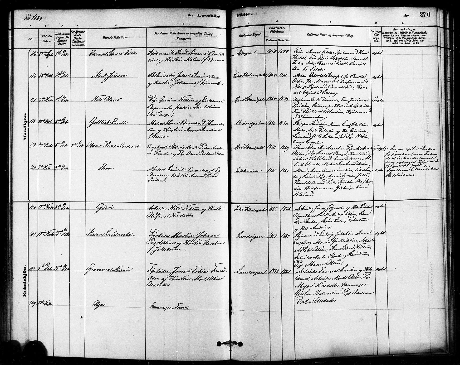 Domkirken sokneprestkontor, AV/SAST-A-101812/001/30/30BB/L0015: Parish register (copy) no. B 15, 1880-1891, p. 270