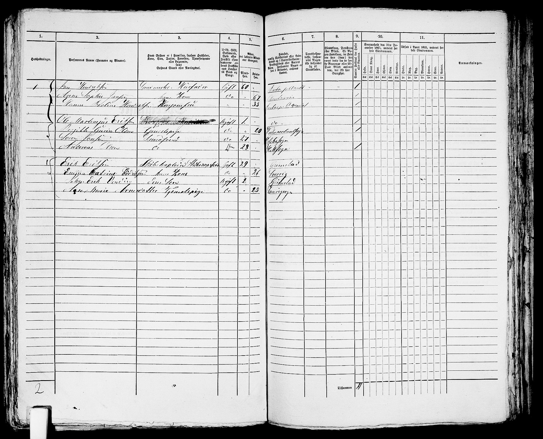 RA, 1865 census for Fjære/Grimstad, 1865, p. 256