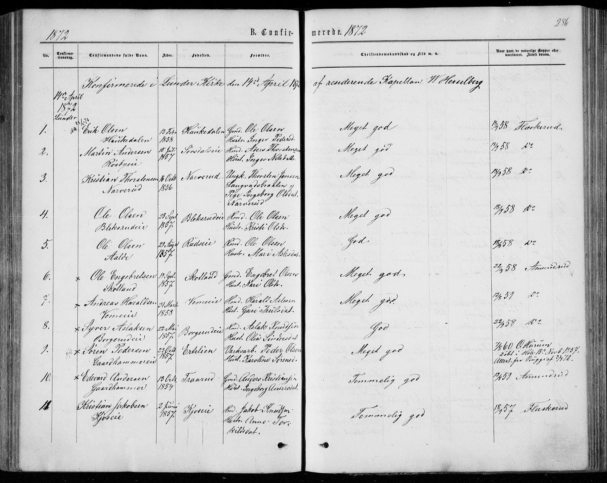 Norderhov kirkebøker, SAKO/A-237/F/Fa/L0013: Parish register (official) no. 13, 1866-1874, p. 286