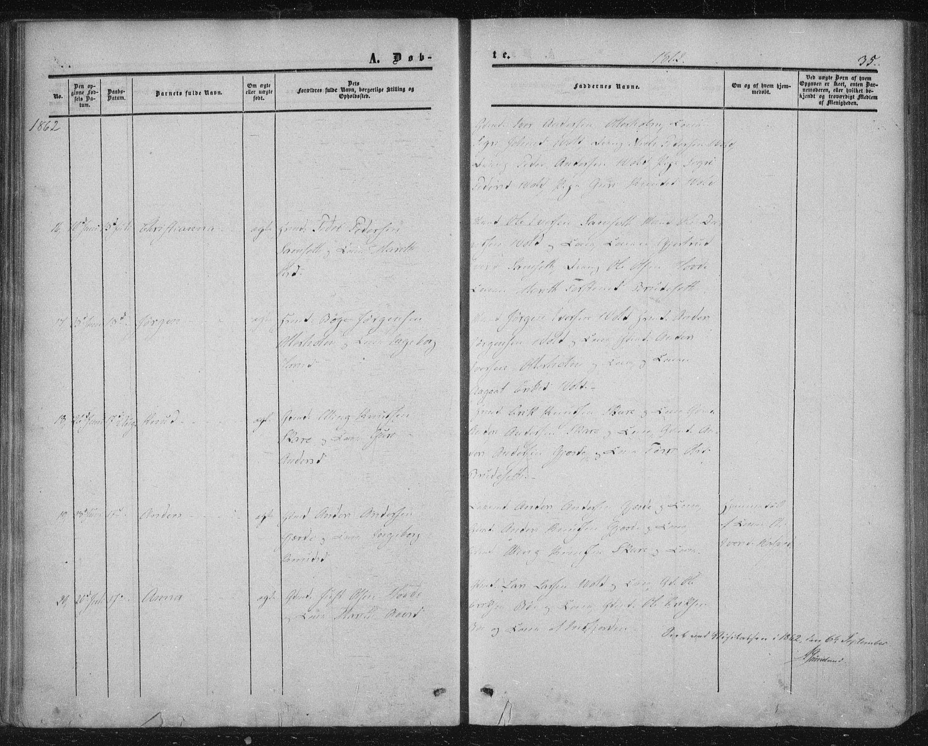 Ministerialprotokoller, klokkerbøker og fødselsregistre - Møre og Romsdal, SAT/A-1454/543/L0562: Parish register (official) no. 543A02, 1854-1884, p. 35