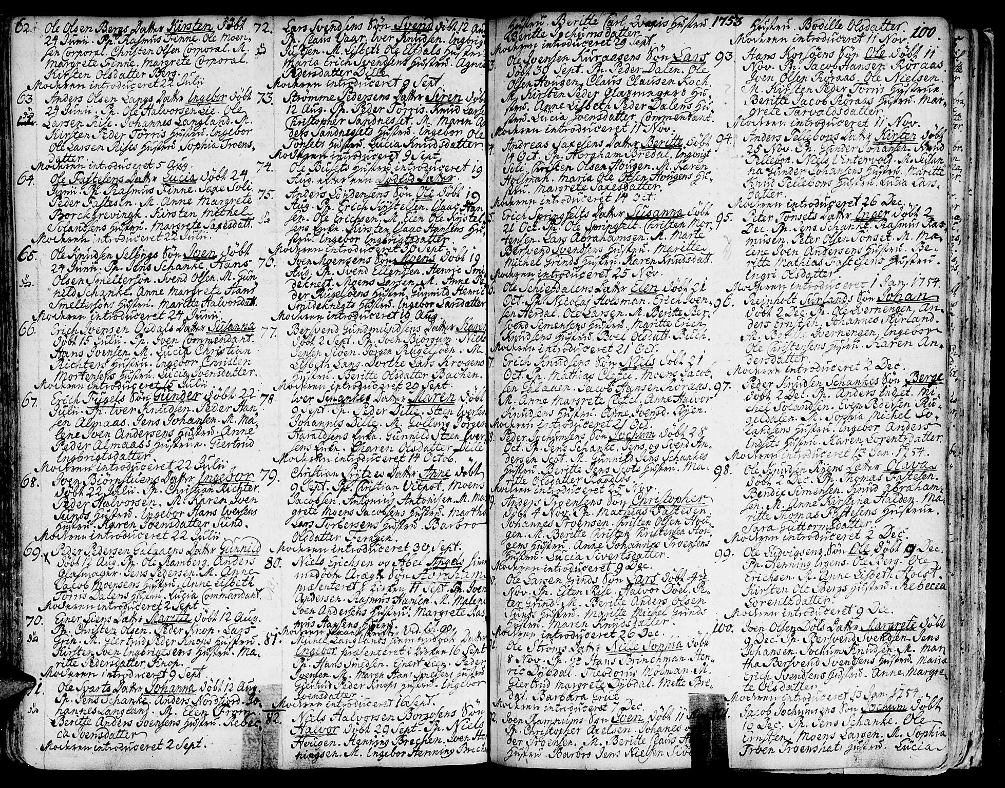 Ministerialprotokoller, klokkerbøker og fødselsregistre - Sør-Trøndelag, SAT/A-1456/681/L0925: Parish register (official) no. 681A03, 1727-1766, p. 100