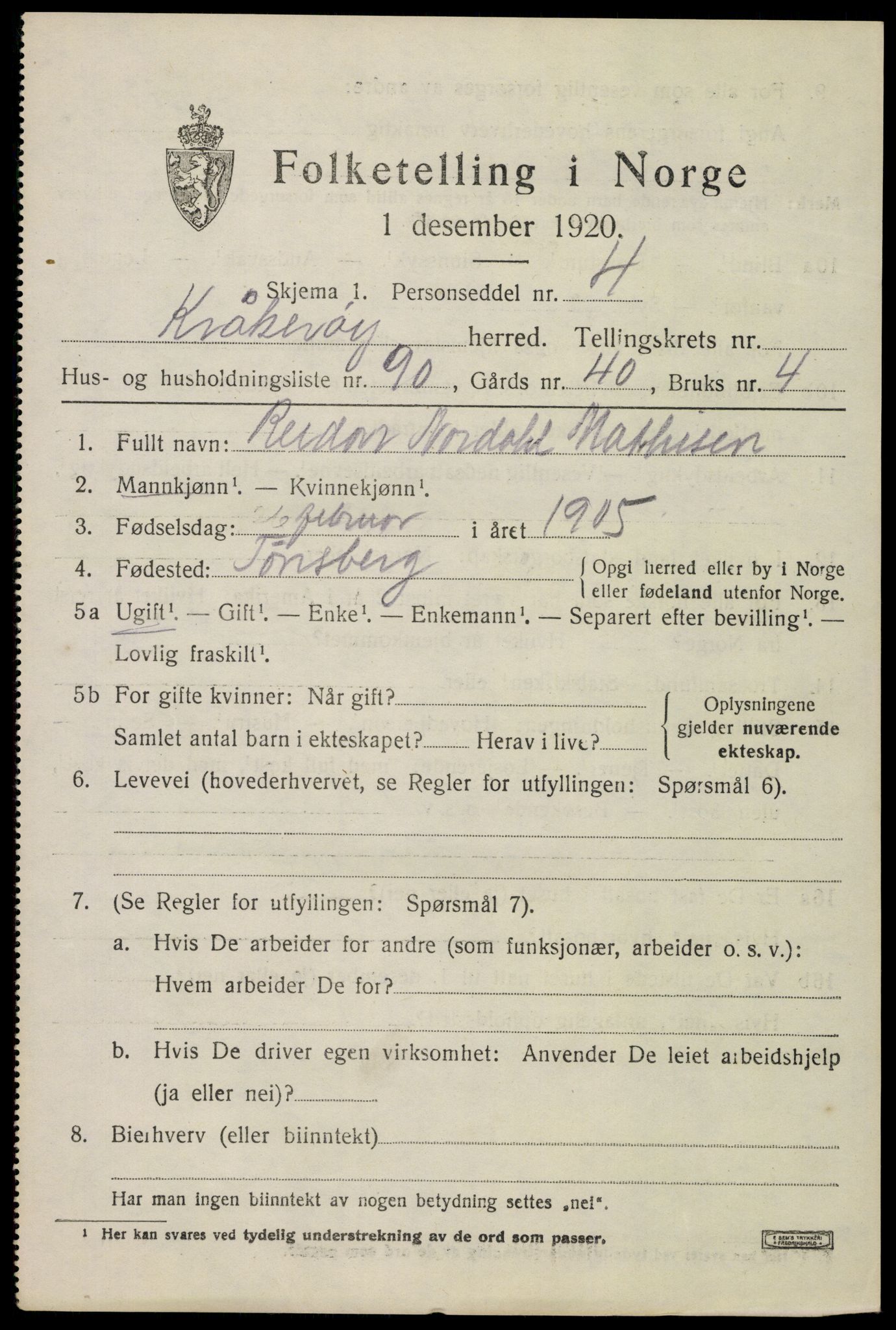 SAO, 1920 census for Kråkerøy, 1920, p. 2298