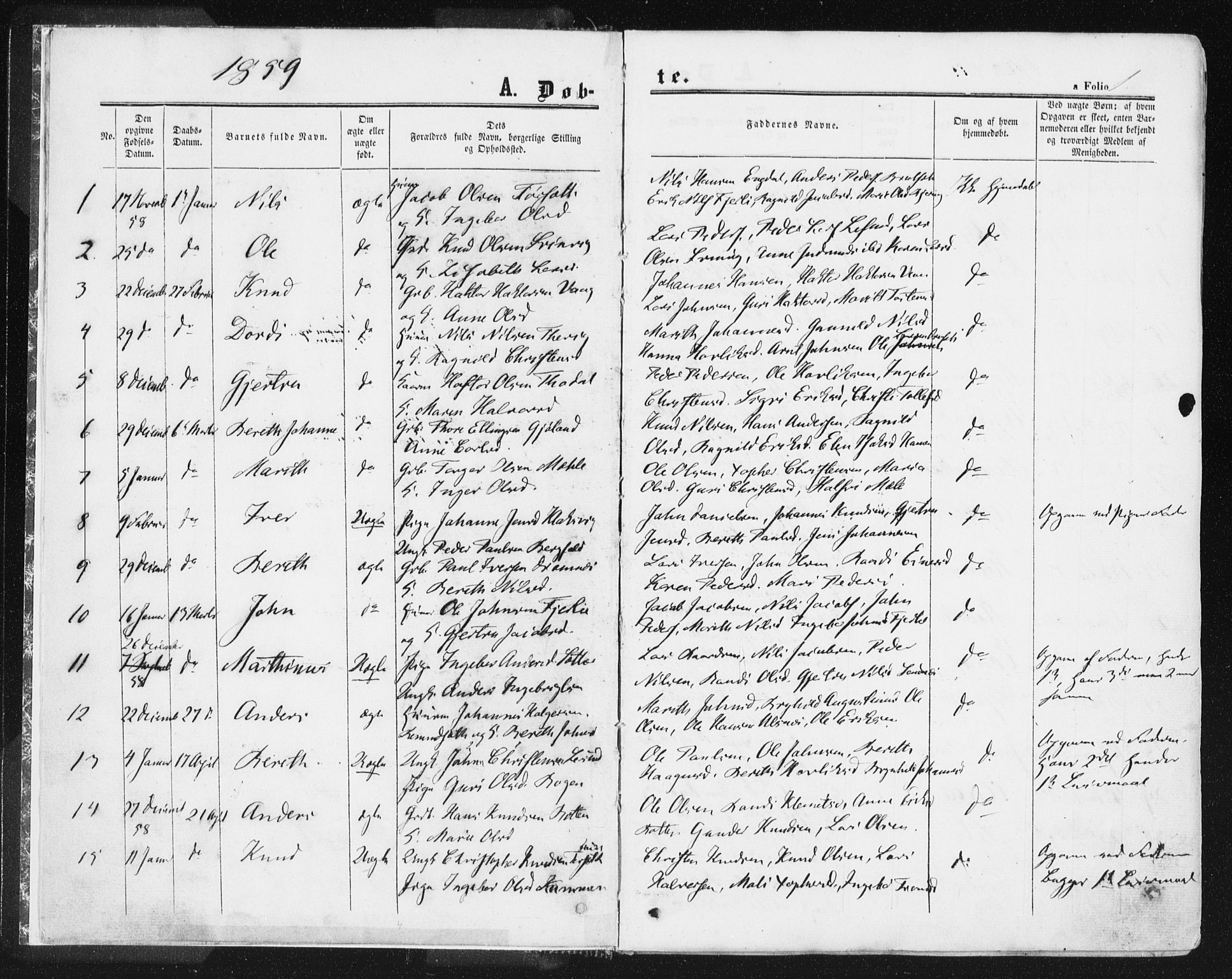Ministerialprotokoller, klokkerbøker og fødselsregistre - Møre og Romsdal, SAT/A-1454/578/L0905: Parish register (official) no. 578A04, 1859-1877, p. 1