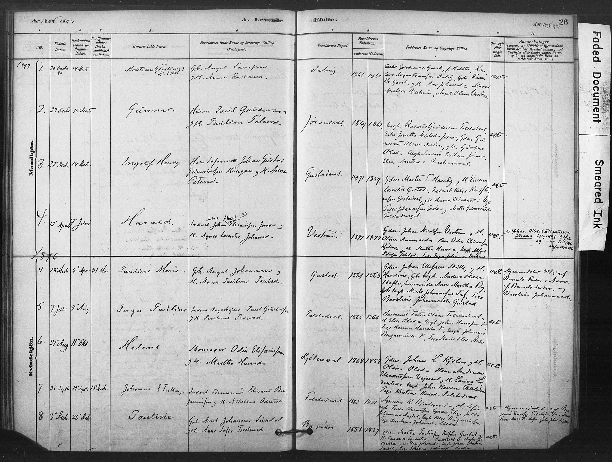 Ministerialprotokoller, klokkerbøker og fødselsregistre - Nord-Trøndelag, SAT/A-1458/719/L0178: Parish register (official) no. 719A01, 1878-1900, p. 26