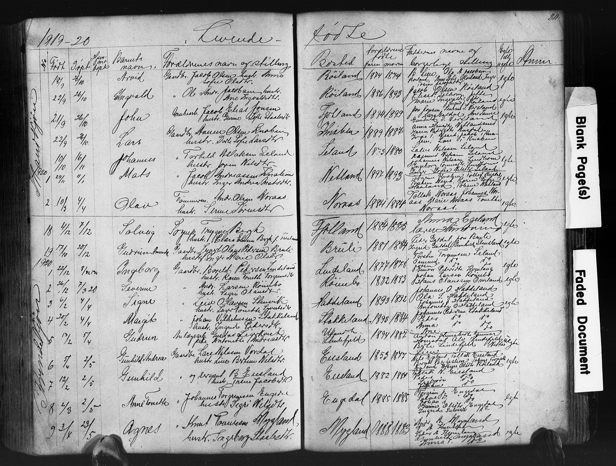 Fjotland sokneprestkontor, SAK/1111-0010/F/Fb/L0003: Parish register (copy) no. B 3, 1872-1924, p. 211
