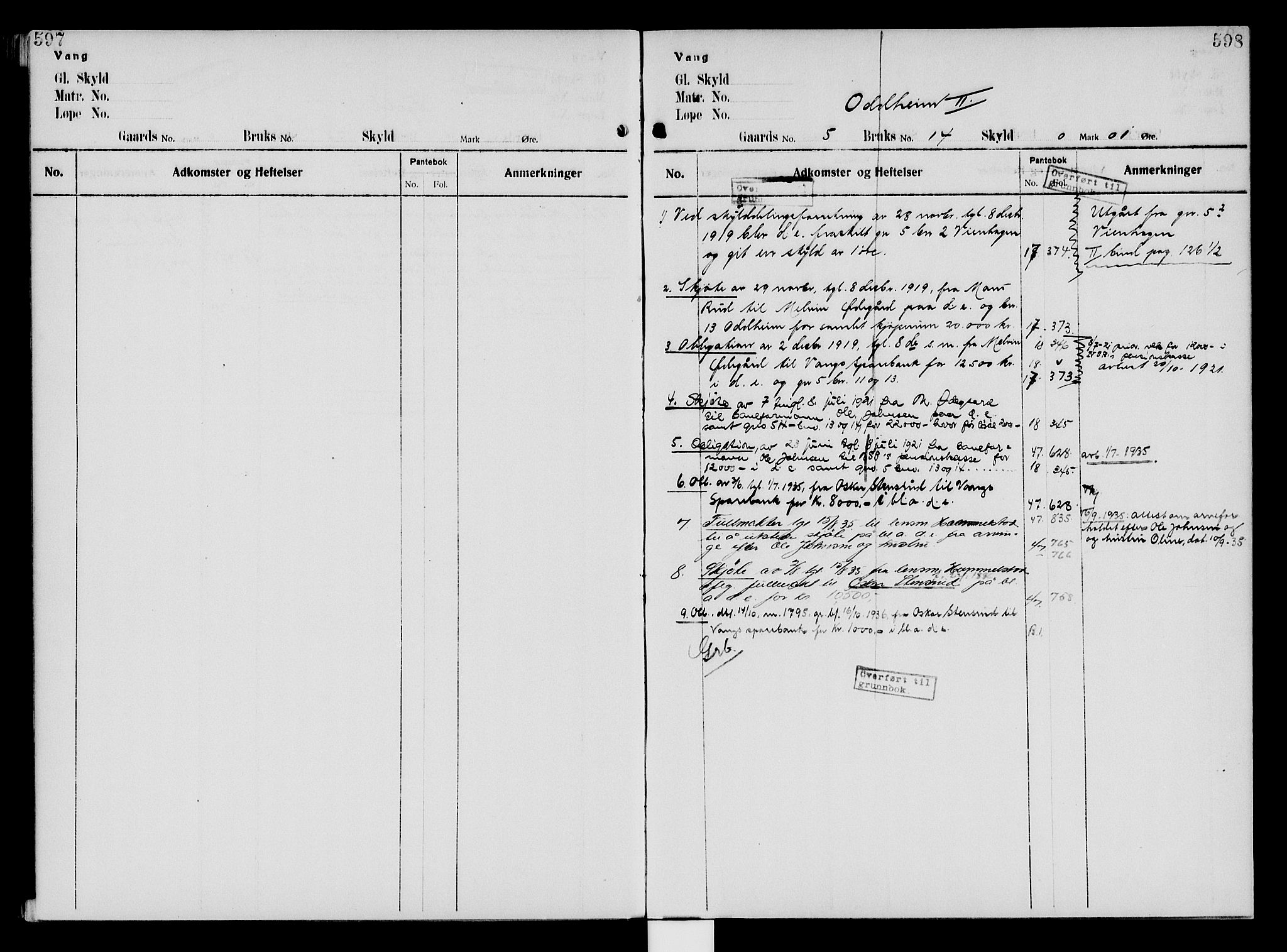 Nord-Hedmark sorenskriveri, SAH/TING-012/H/Ha/Had/Hade/L0005: Mortgage register no. 4.5, 1916-1940, p. 597-598