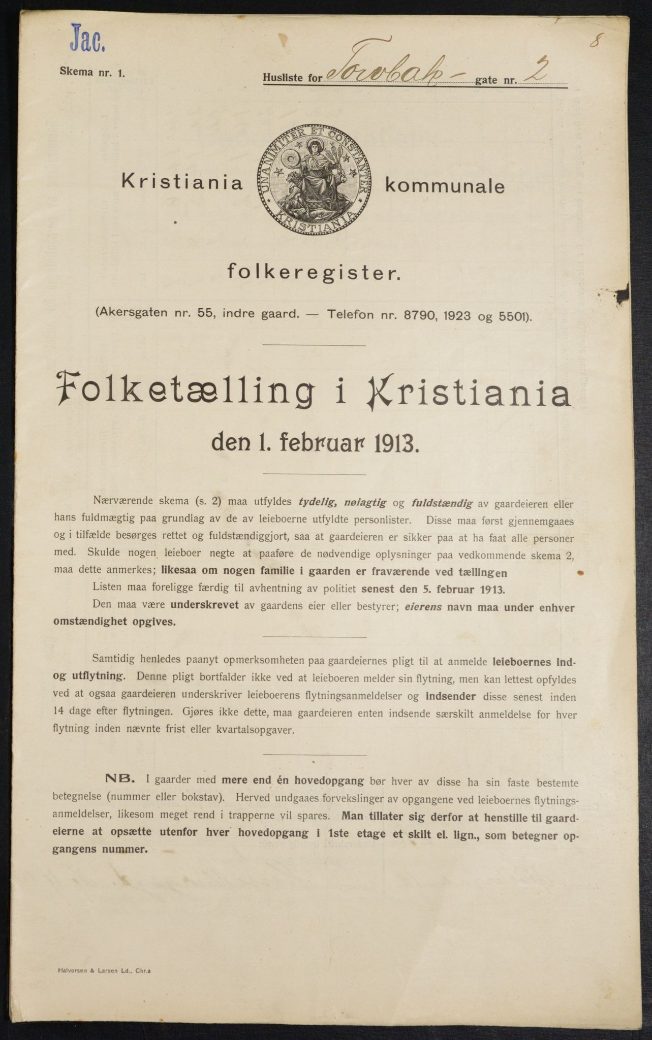 OBA, Municipal Census 1913 for Kristiania, 1913, p. 114982