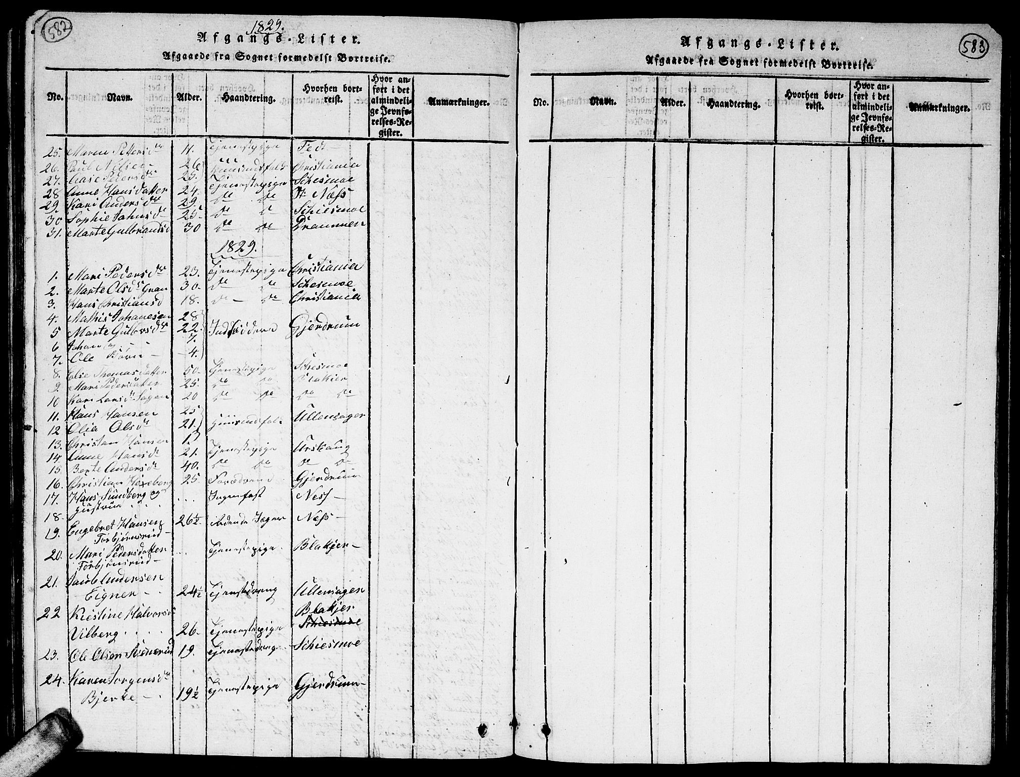 Sørum prestekontor Kirkebøker, SAO/A-10303/G/Ga/L0001: Parish register (copy) no. I 1, 1814-1829, p. 582-583