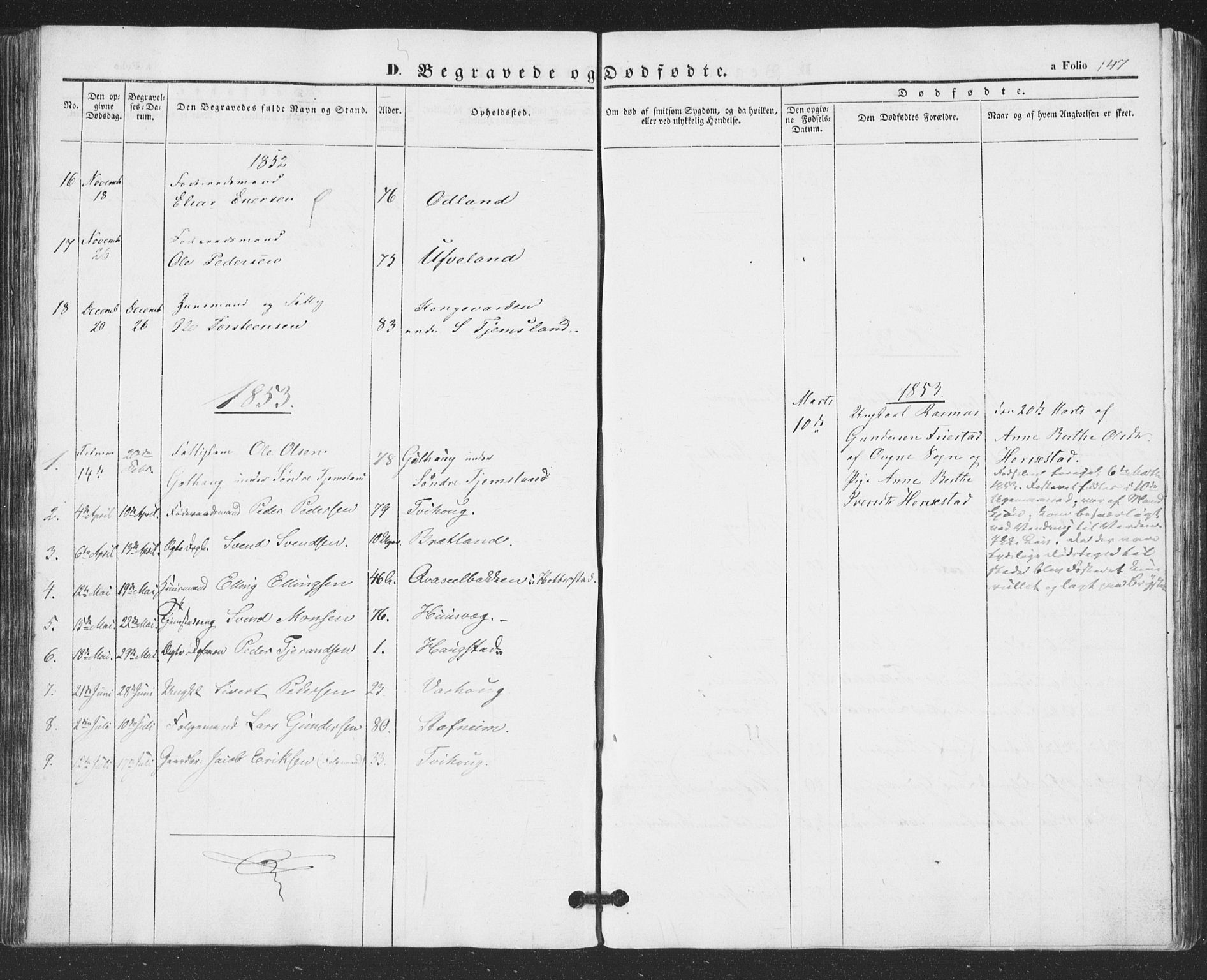 Hå sokneprestkontor, AV/SAST-A-101801/001/30BA/L0007: Parish register (official) no. A 6, 1842-1855, p. 147