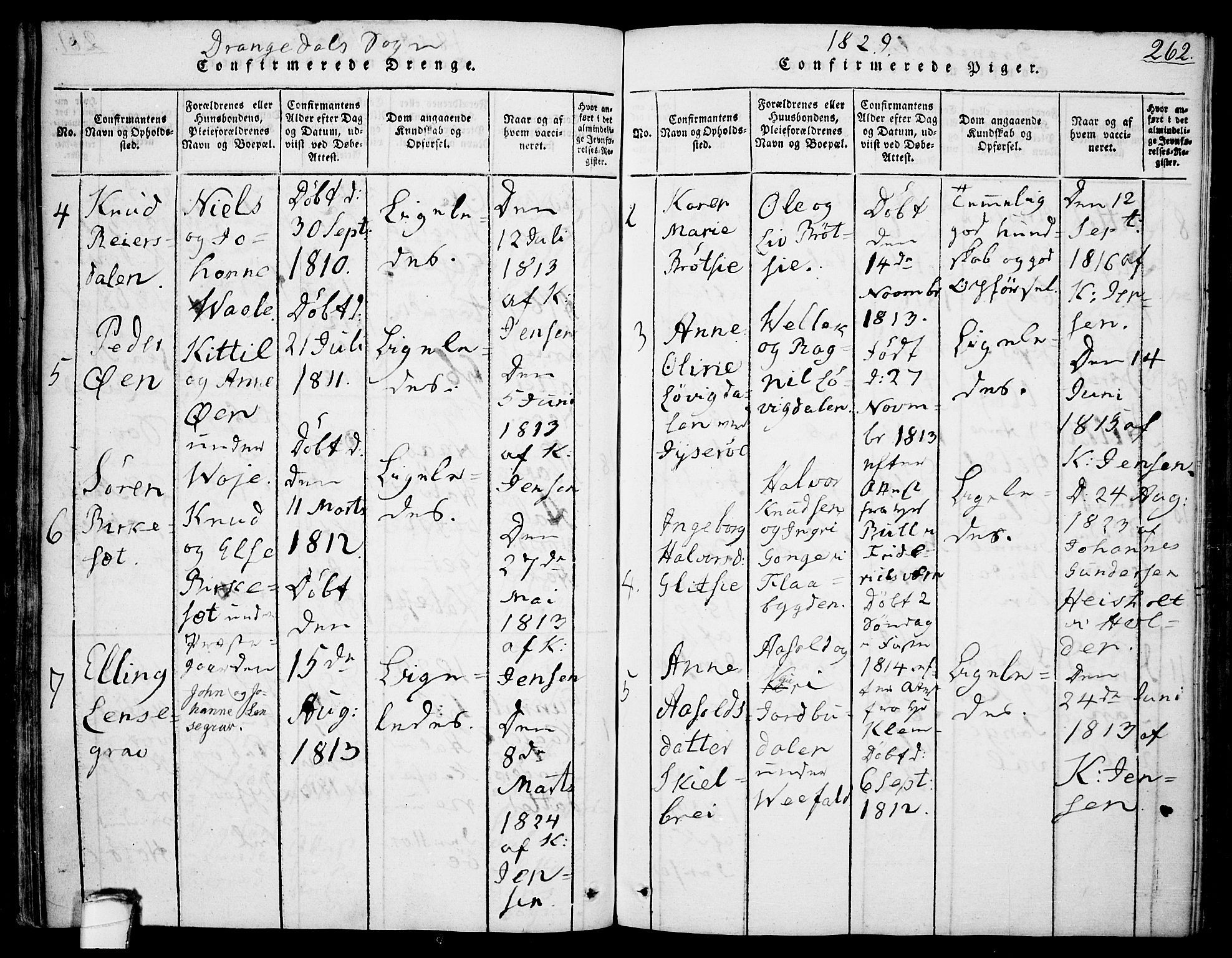 Drangedal kirkebøker, AV/SAKO-A-258/F/Fa/L0005: Parish register (official) no. 5 /1, 1814-1831, p. 262