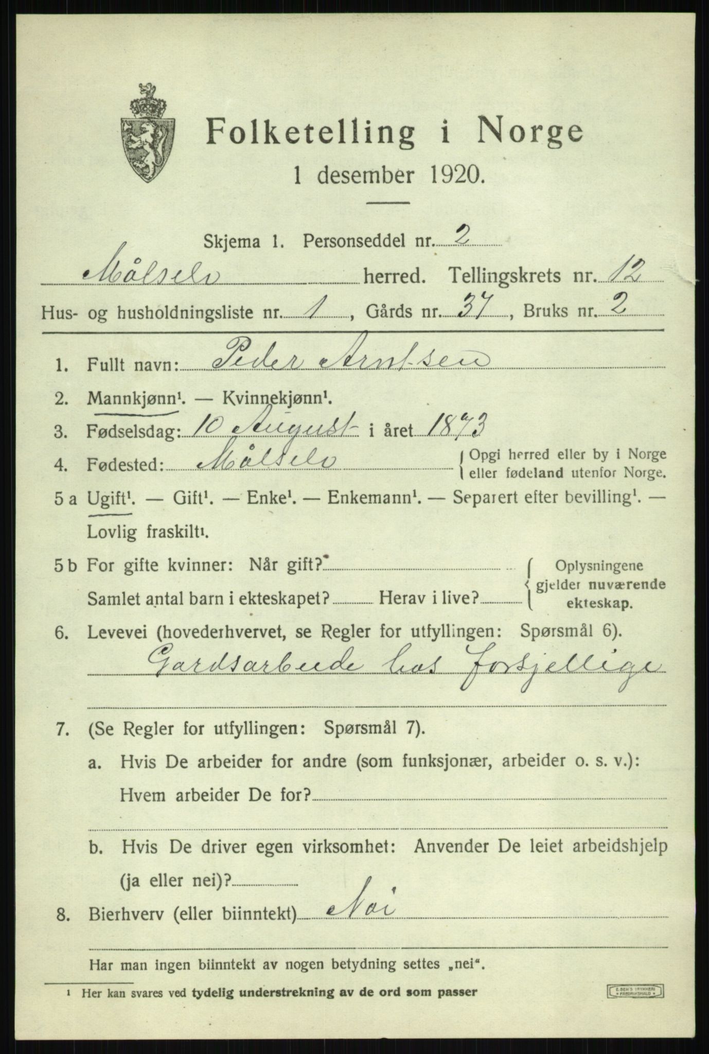 SATØ, 1920 census for Målselv, 1920, p. 6431