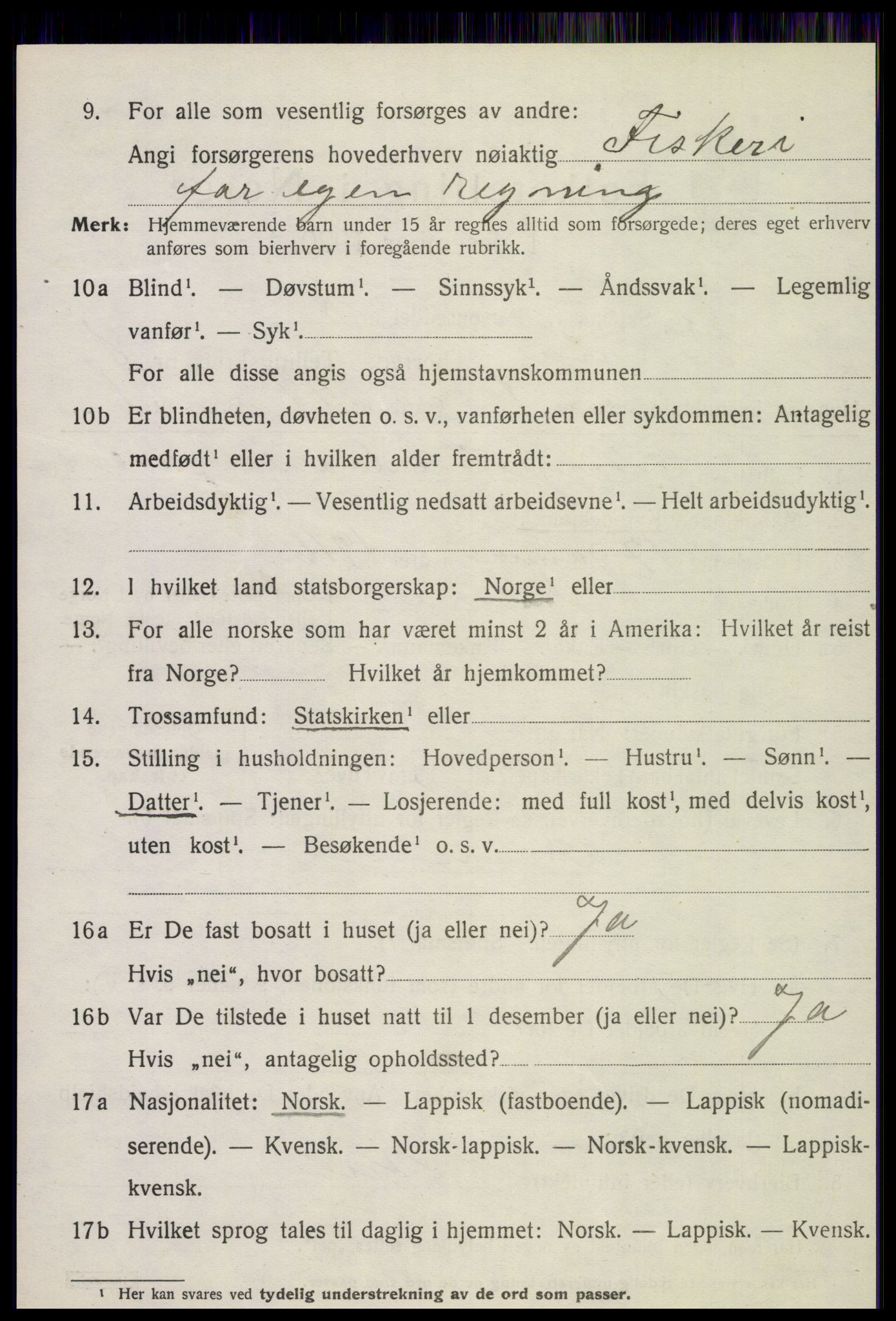 SAT, 1920 census for Vikna, 1920, p. 6002