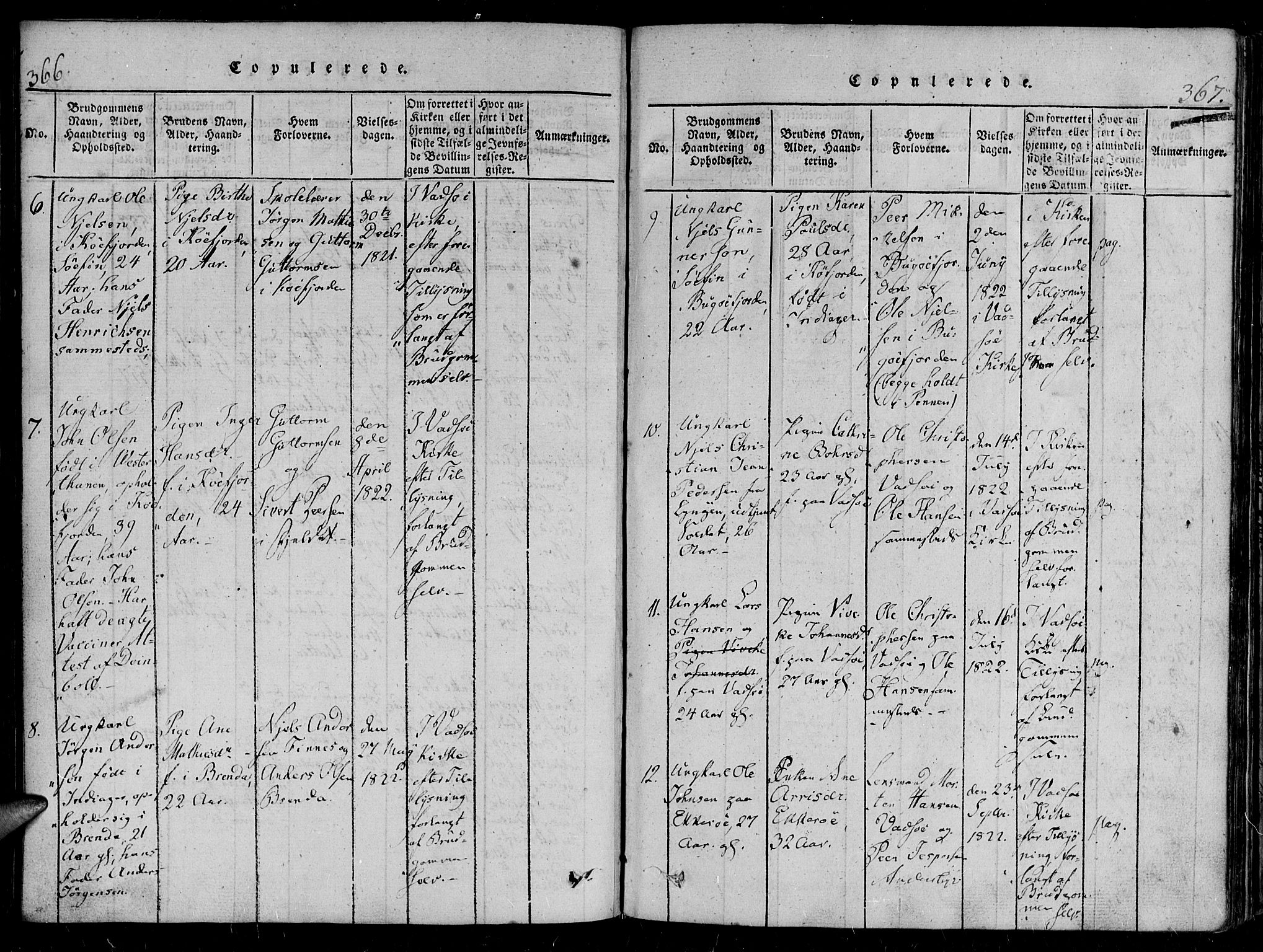 Vadsø sokneprestkontor, SATØ/S-1325/H/Ha/L0003kirke: Parish register (official) no. 3 /1, 1821-1839, p. 366-367
