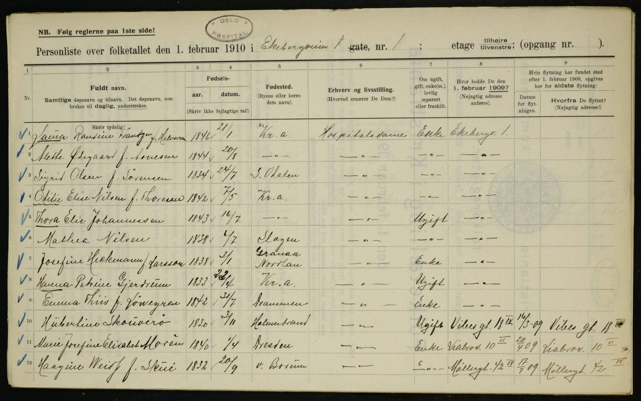 OBA, Municipal Census 1910 for Kristiania, 1910, p. 18389