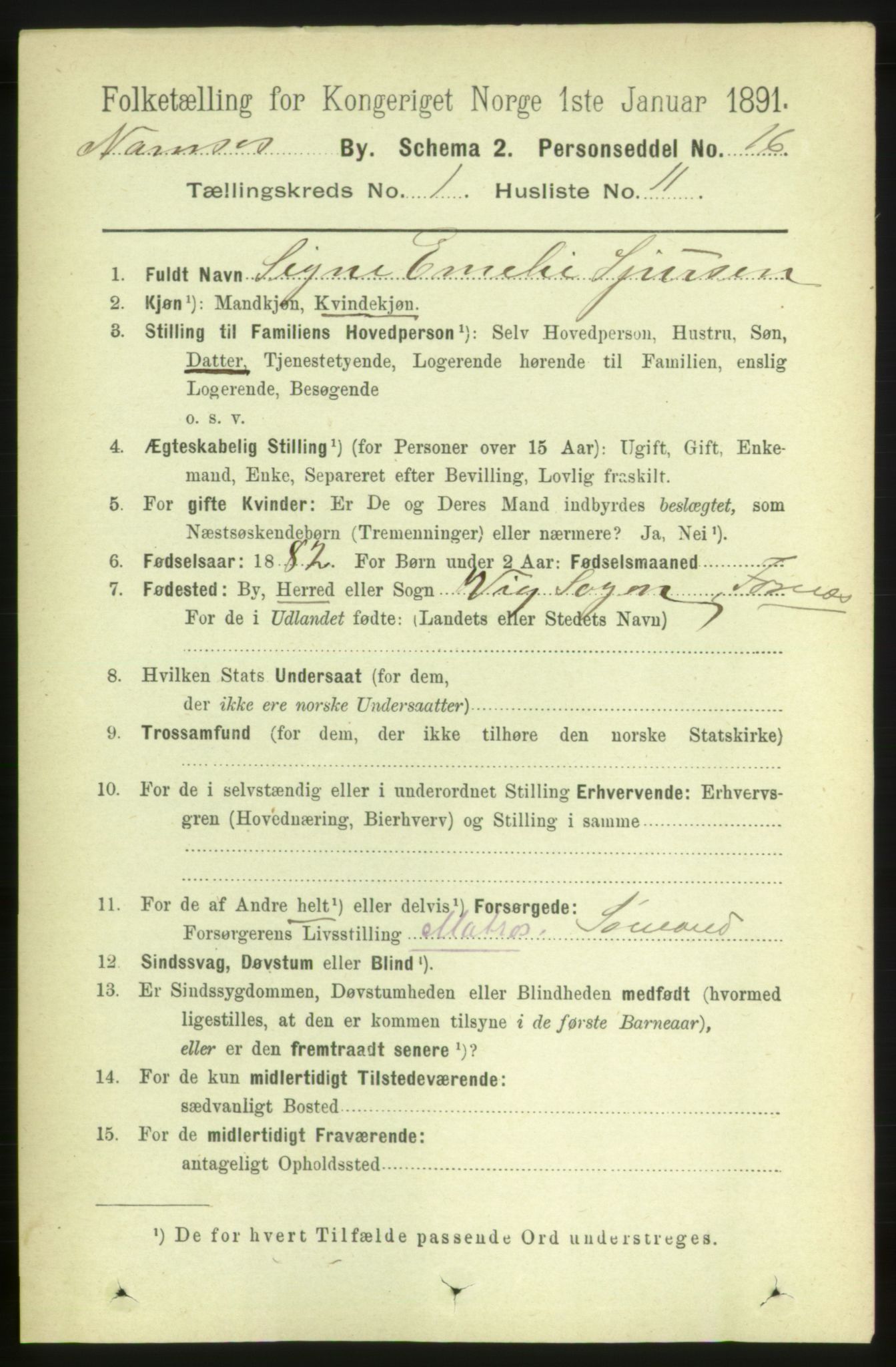 RA, 1891 census for 1703 Namsos, 1891, p. 99