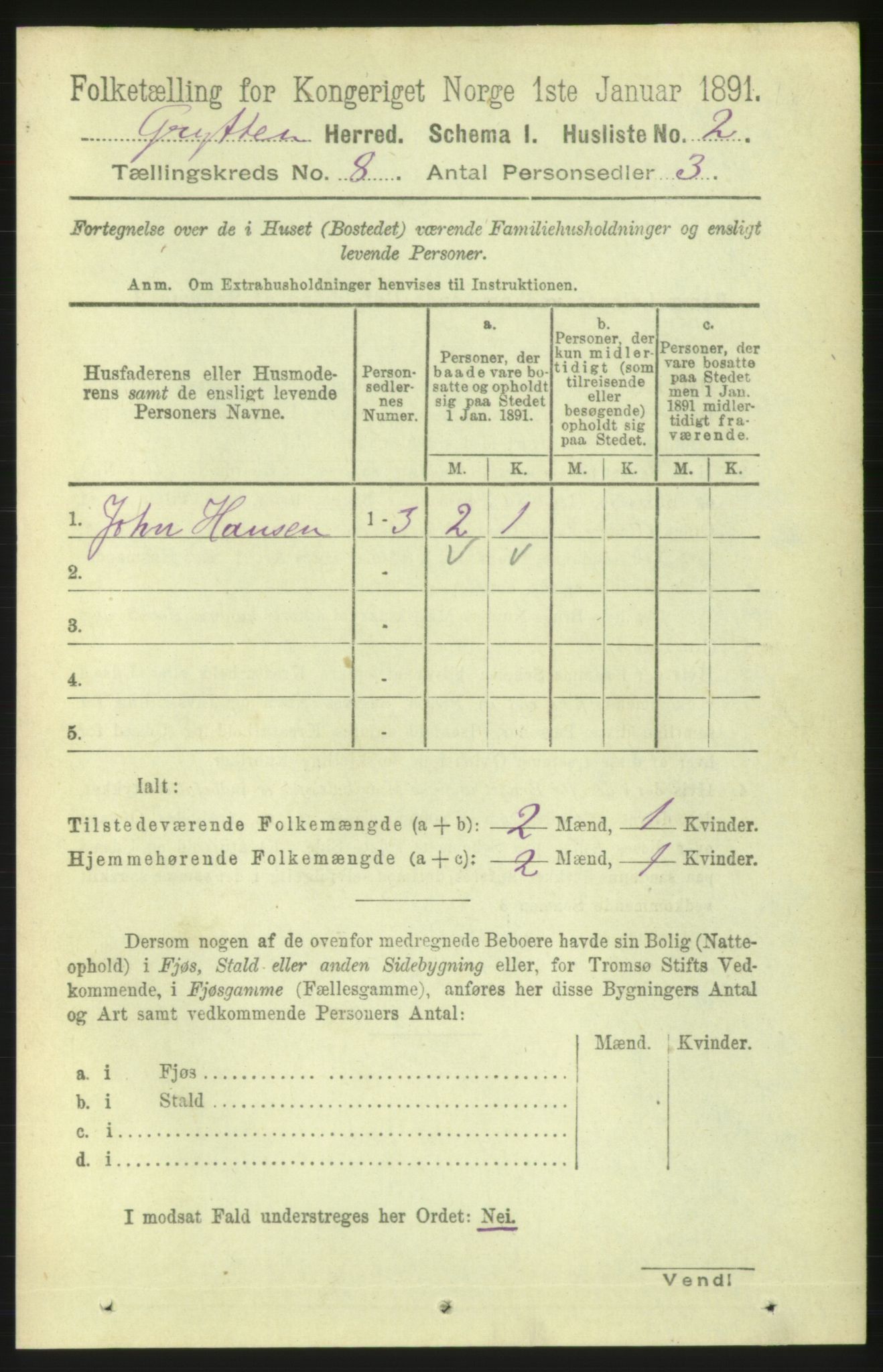 RA, 1891 census for 1539 Grytten, 1891, p. 3135