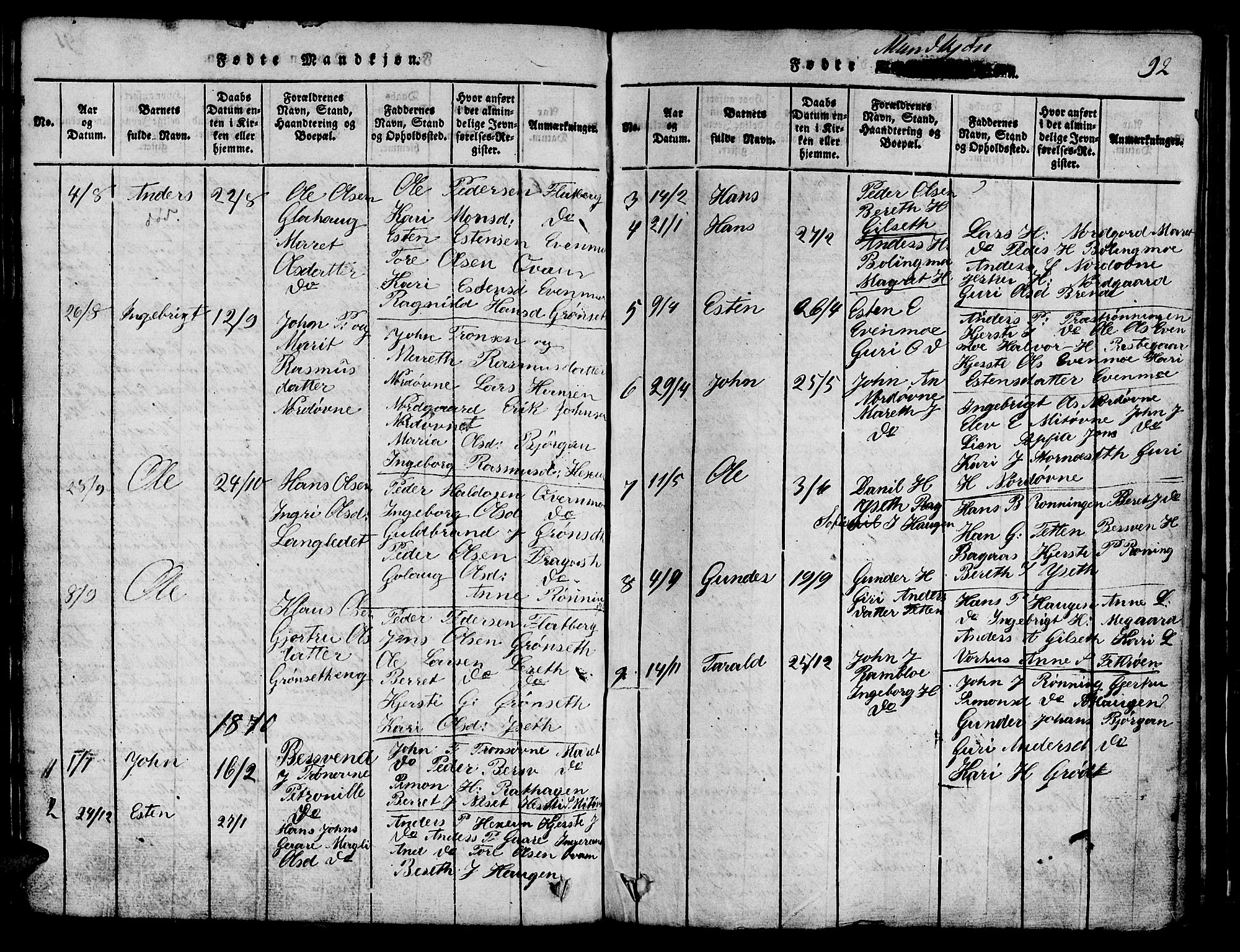 Ministerialprotokoller, klokkerbøker og fødselsregistre - Sør-Trøndelag, SAT/A-1456/685/L0976: Parish register (copy) no. 685C01, 1817-1878, p. 92