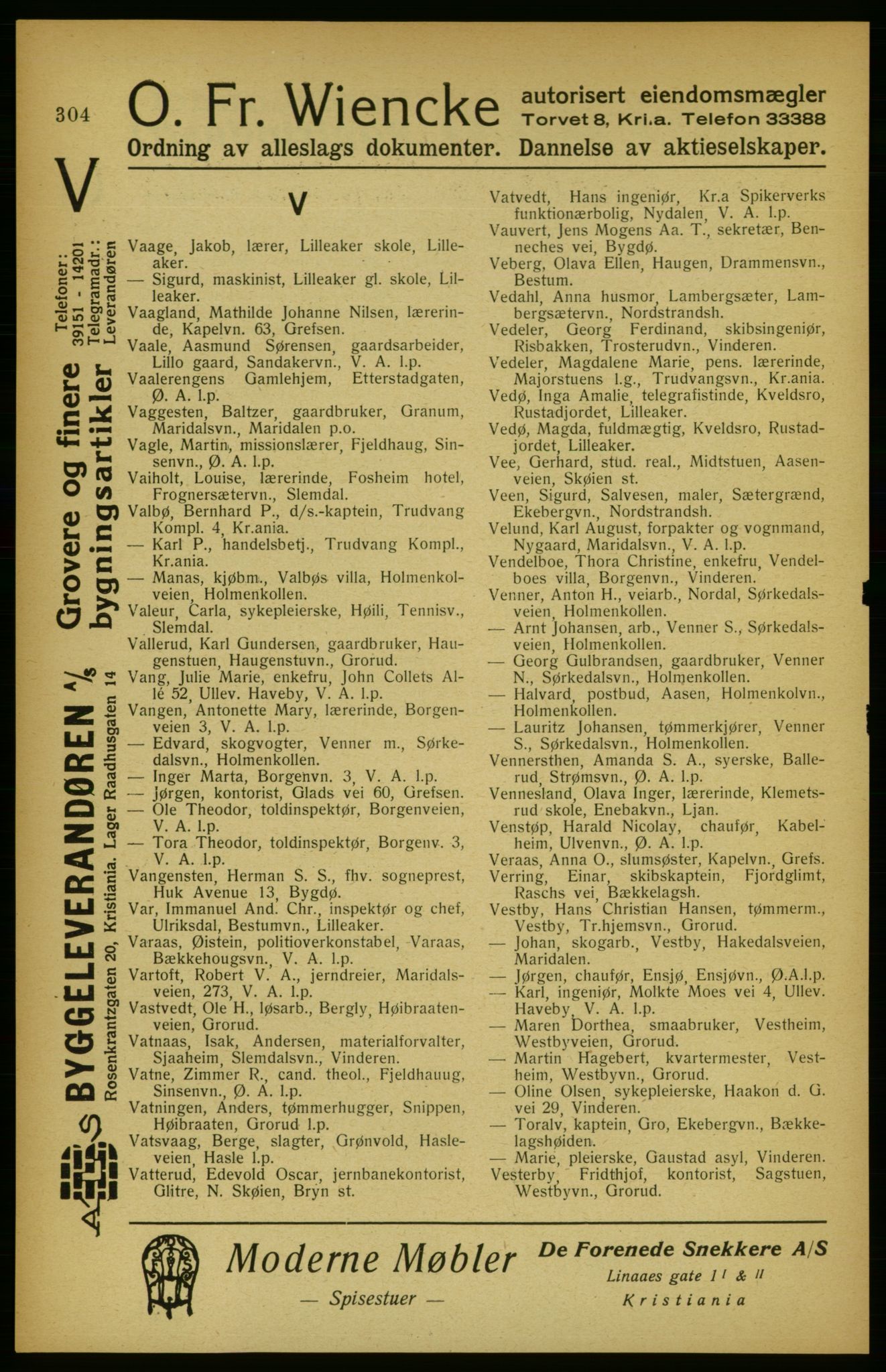 Aker adressebok/adressekalender, PUBL/001/A/002: Akers adressekalender, 1922, p. 304