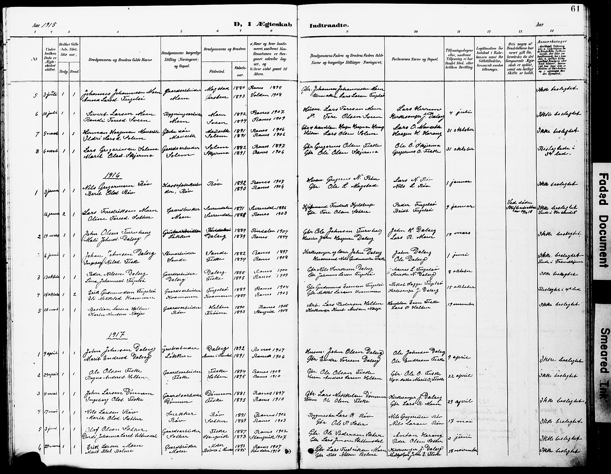 Ministerialprotokoller, klokkerbøker og fødselsregistre - Møre og Romsdal, AV/SAT-A-1454/597/L1065: Parish register (copy) no. 597C02, 1899-1930, p. 61