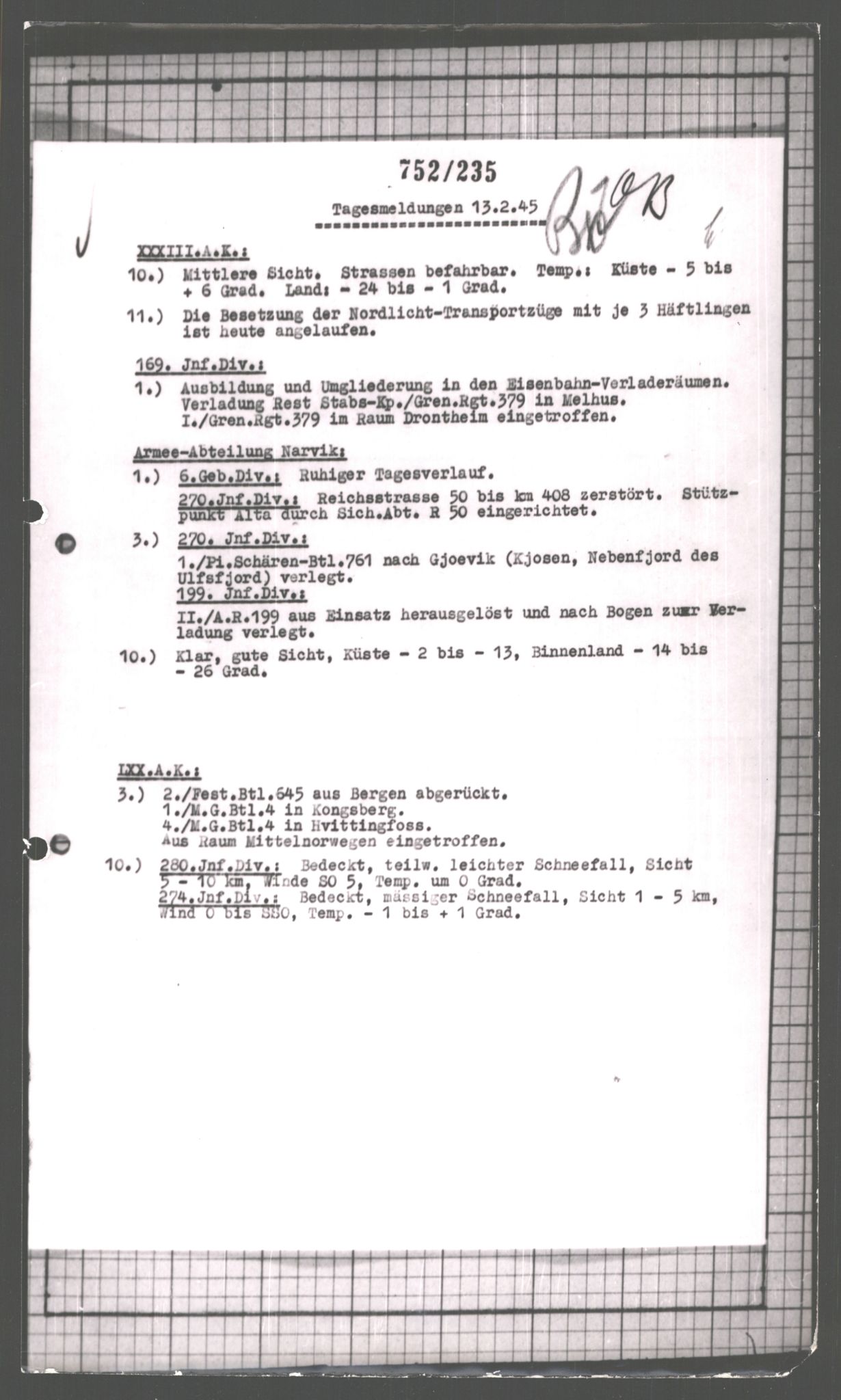 Forsvarets Overkommando. 2 kontor. Arkiv 11.4. Spredte tyske arkivsaker, AV/RA-RAFA-7031/D/Dar/Dara/L0003: Krigsdagbøker for 20. Gebirgs-Armee-Oberkommando (AOK 20), 1945, p. 34