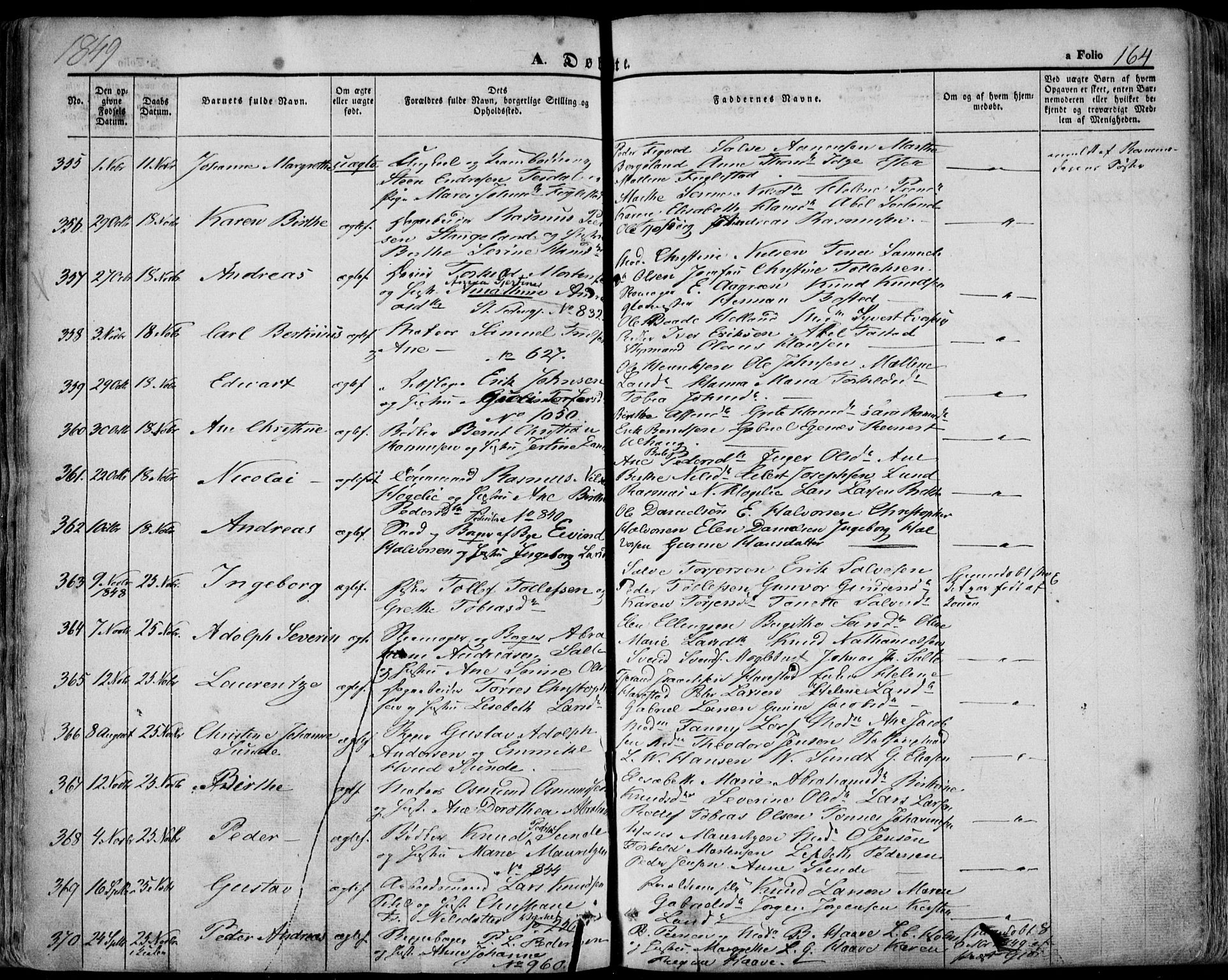 Domkirken sokneprestkontor, SAST/A-101812/001/30/30BA/L0016: Parish register (official) no. A 15, 1844-1854, p. 164