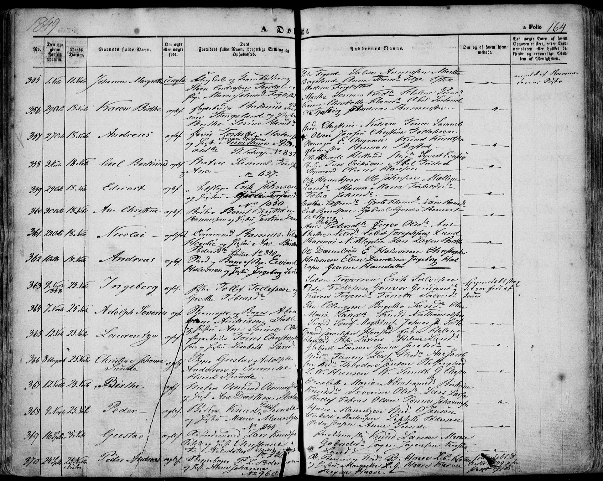 Domkirken sokneprestkontor, AV/SAST-A-101812/001/30/30BA/L0016: Parish register (official) no. A 15, 1844-1854, p. 164