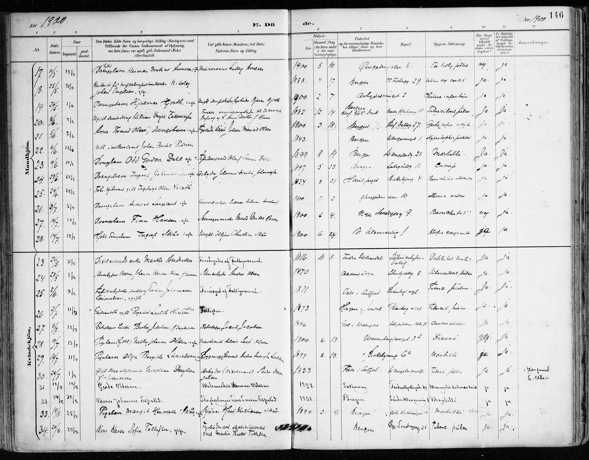 Mariakirken Sokneprestembete, AV/SAB-A-76901/H/Haa/L0008: Parish register (official) no. A 8, 1893-1942, p. 146