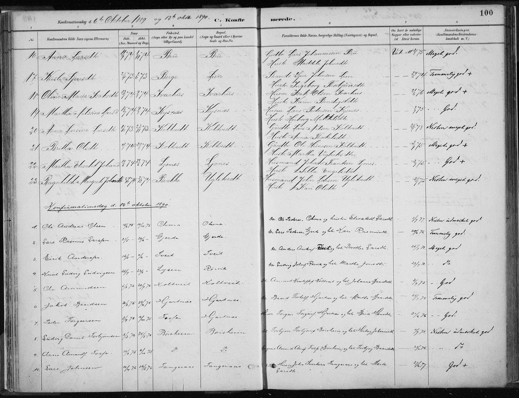 Strandebarm sokneprestembete, AV/SAB-A-78401/H/Haa: Parish register (official) no. B  1, 1886-1908, p. 100