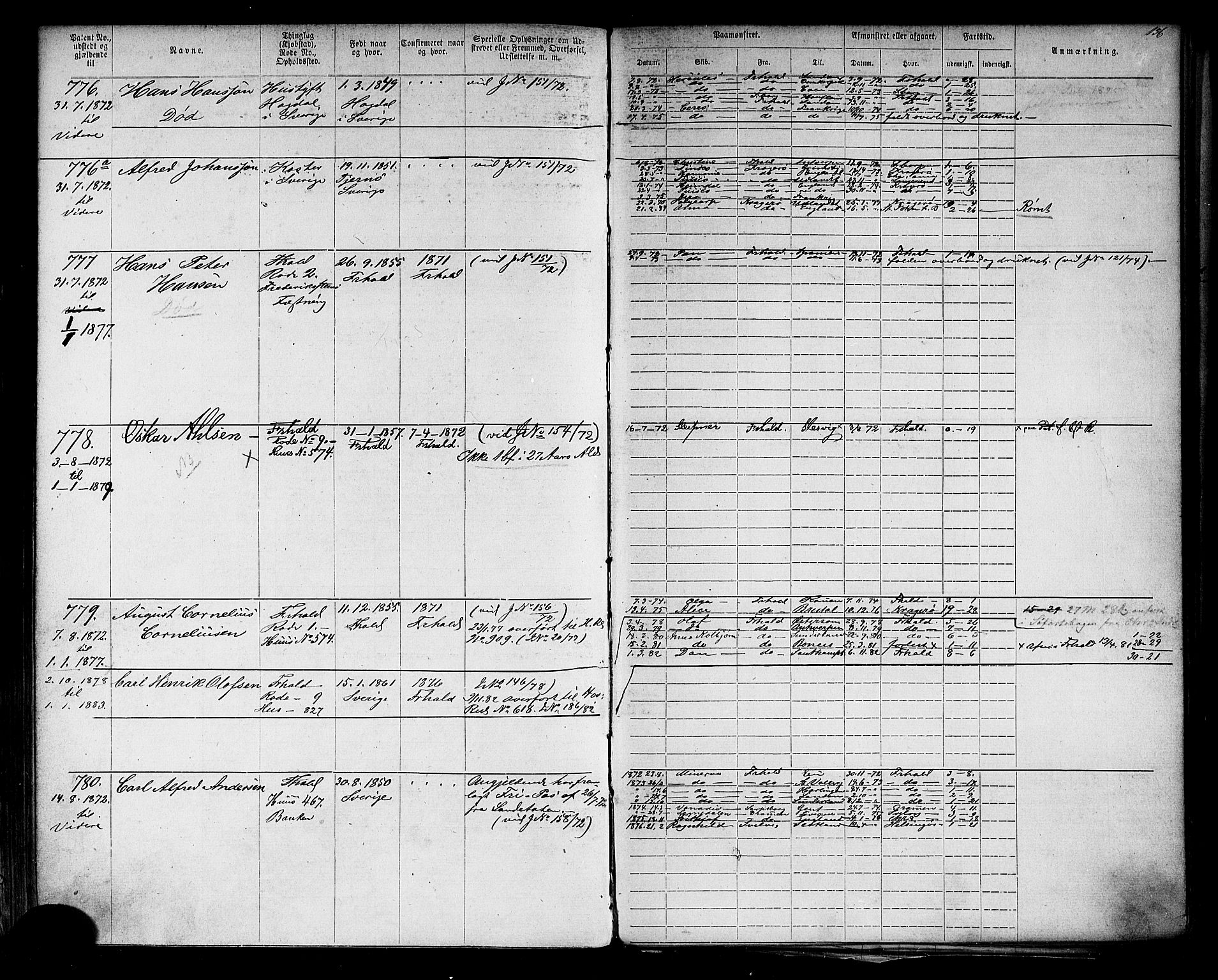 Halden mønstringskontor, AV/SAO-A-10569a/F/Fc/Fca/L0002: Annotasjonsrulle, 1868-1875, p. 176