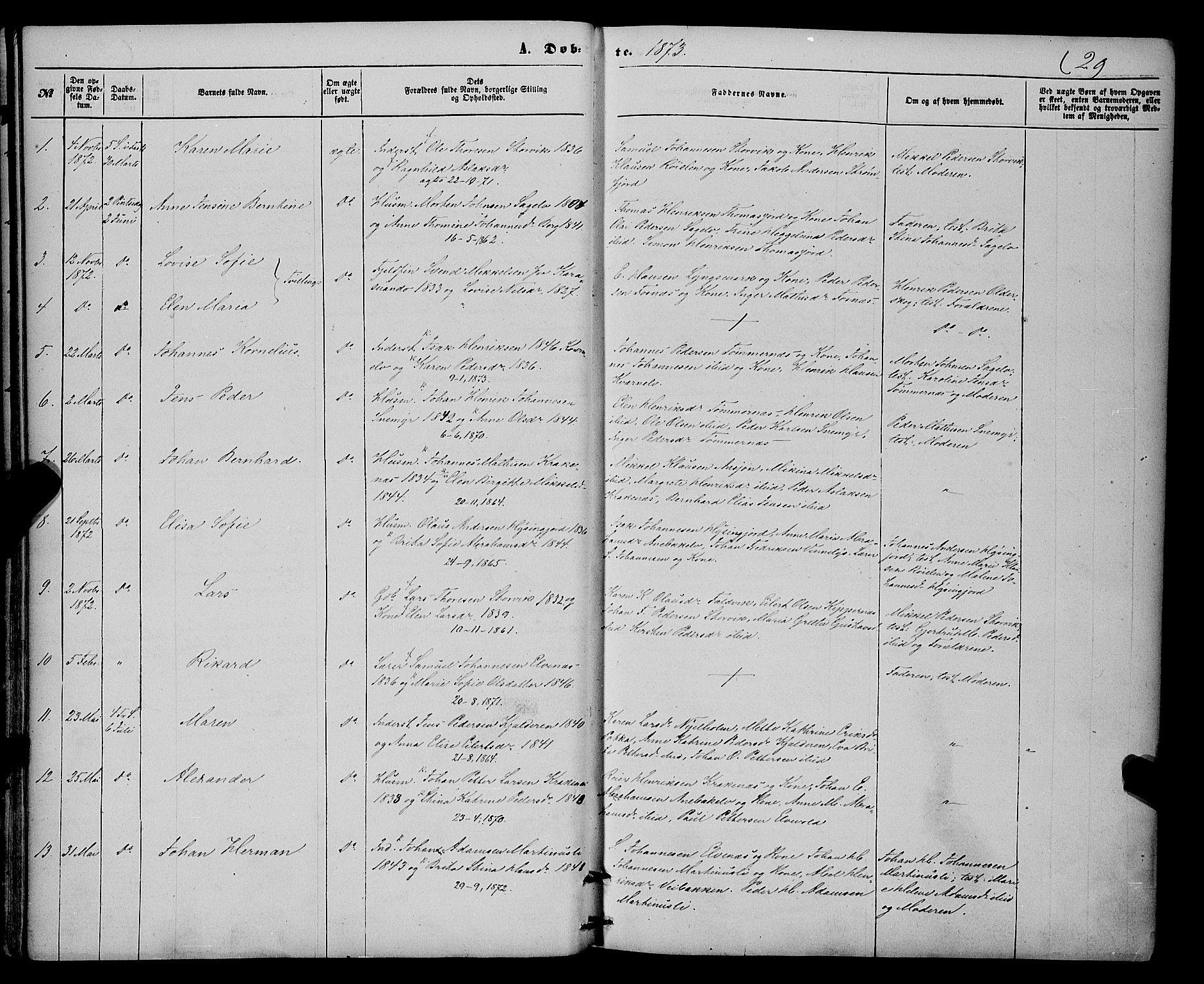 Skjervøy sokneprestkontor, AV/SATØ-S-1300/H/Ha/Haa/L0013kirke: Parish register (official) no. 13, 1863-1877, p. 29