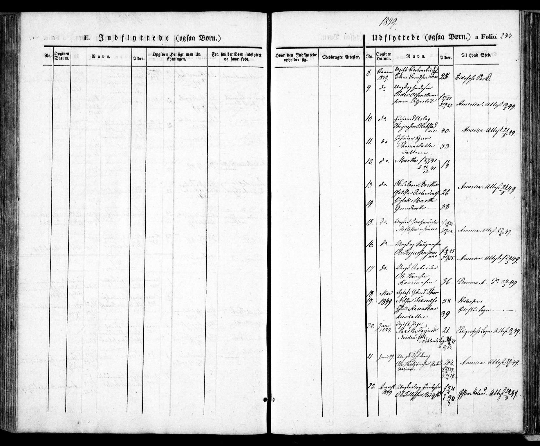 Froland sokneprestkontor, AV/SAK-1111-0013/F/Fa/L0002: Parish register (official) no. A 2, 1845-1863, p. 243